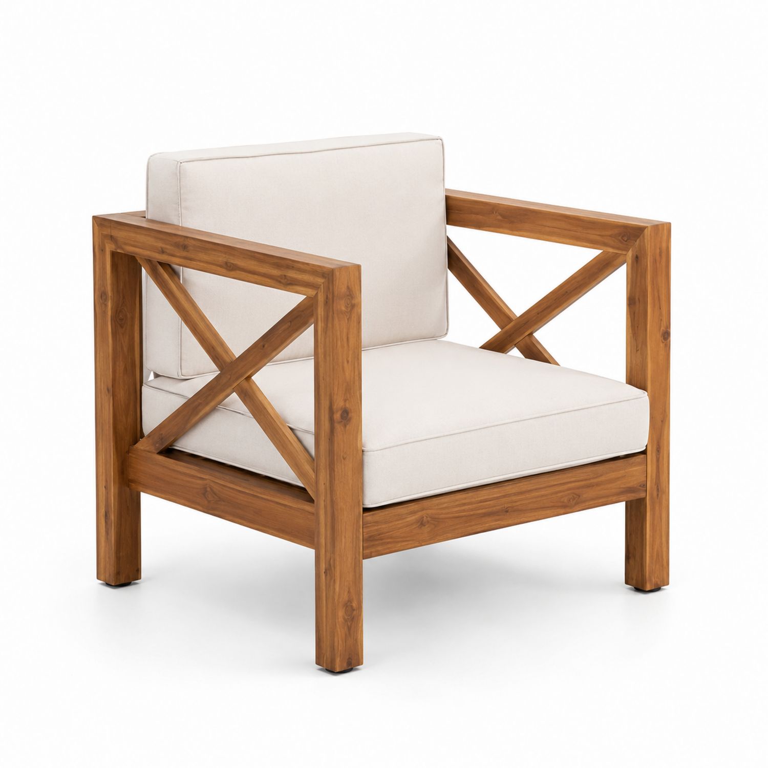 Gartenstuhl Akazienholz Beige Kissen