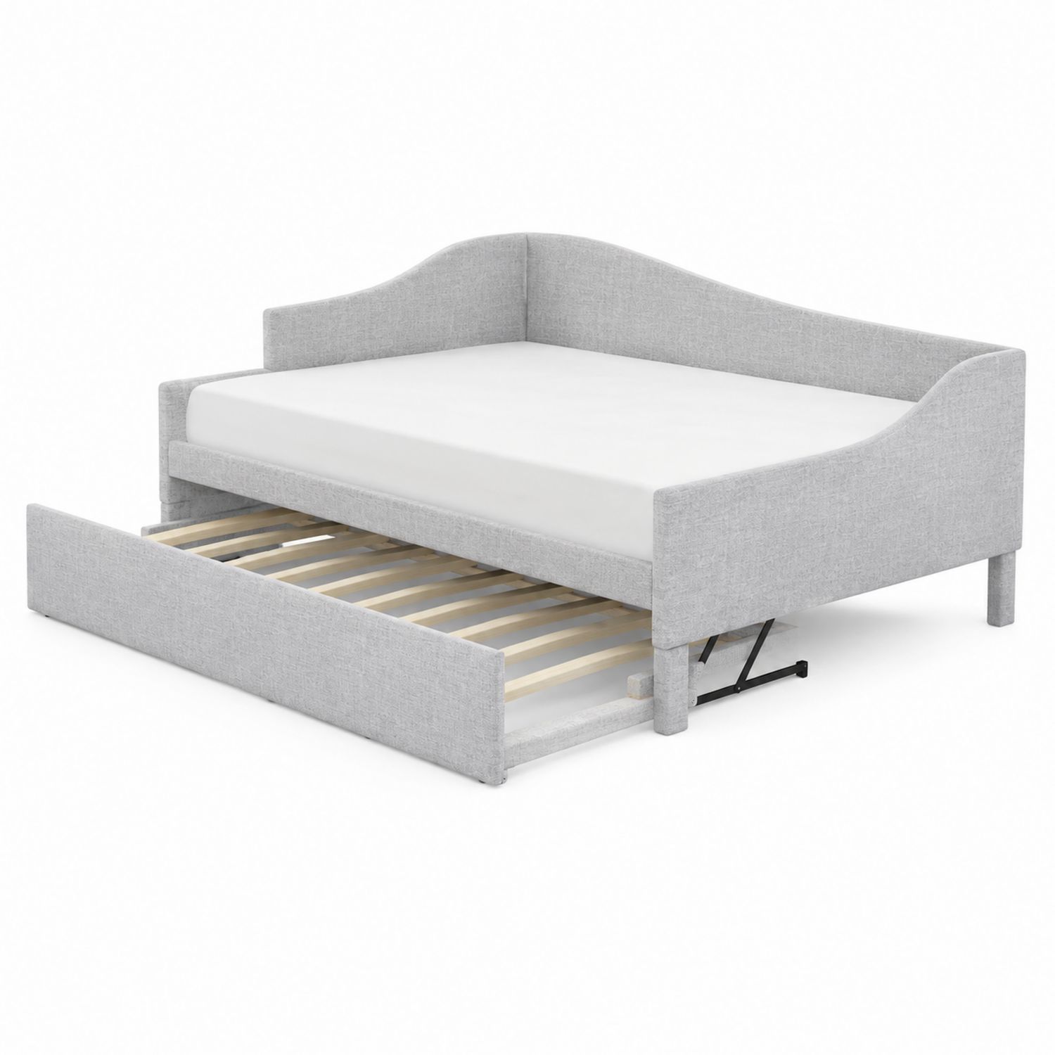 Tagesbett mit Ausziehbett Textil Grau 200x90 cm