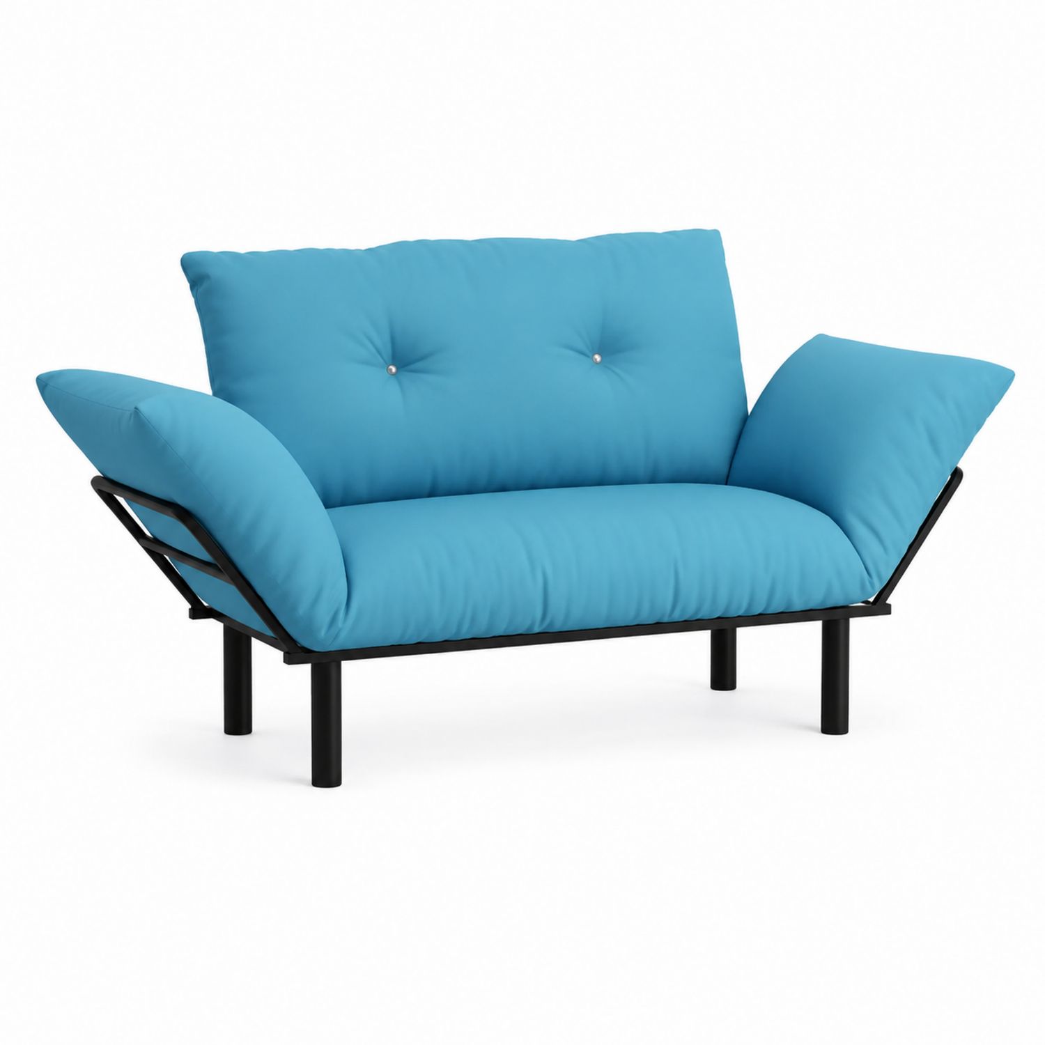 2-Sitzer Klappsofa aus Metall und Polyester, Blau