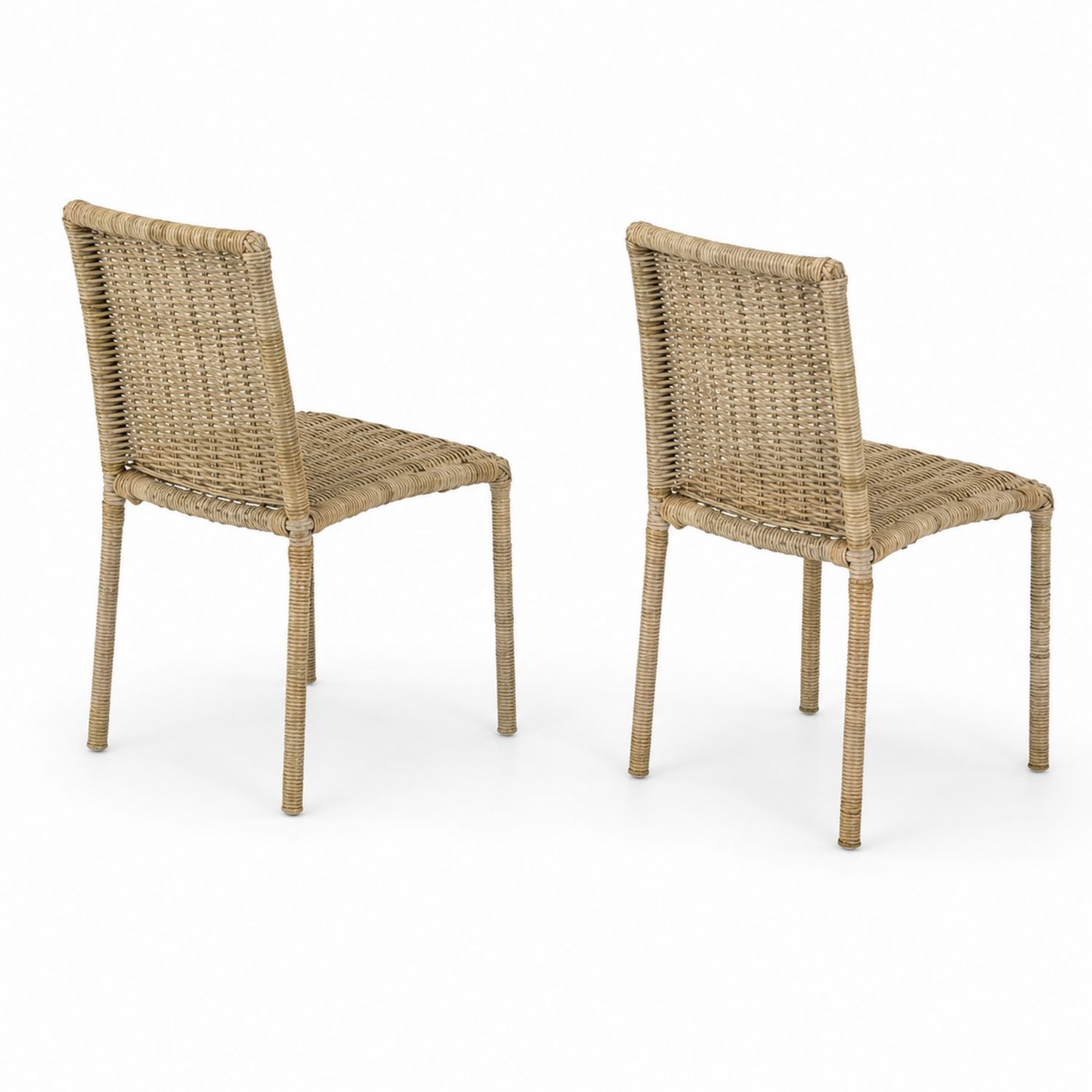 Set di 2 sedie in rattan naturale intrecciato