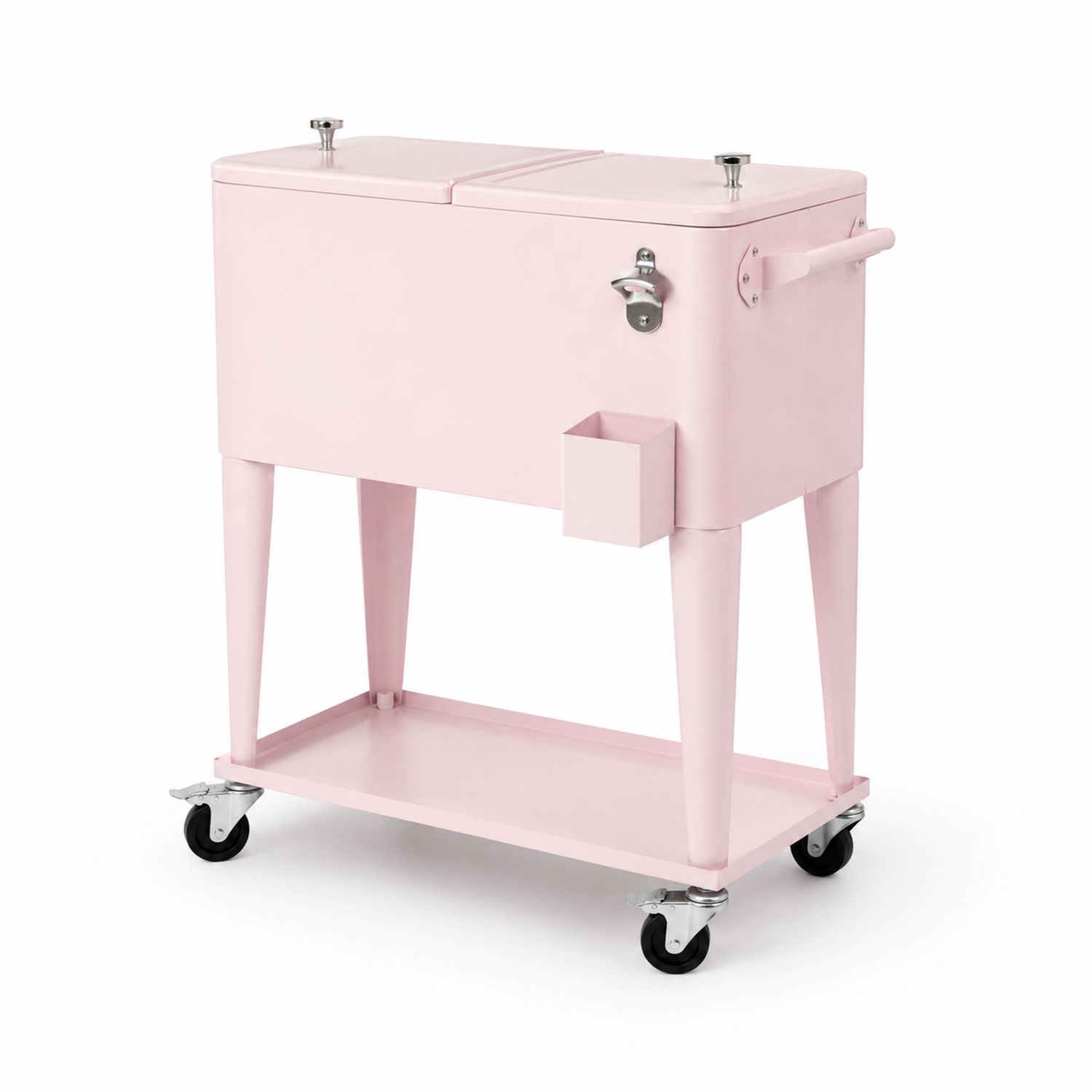 Carrello Bar da Esterno in Metallo con Ruote Rosa