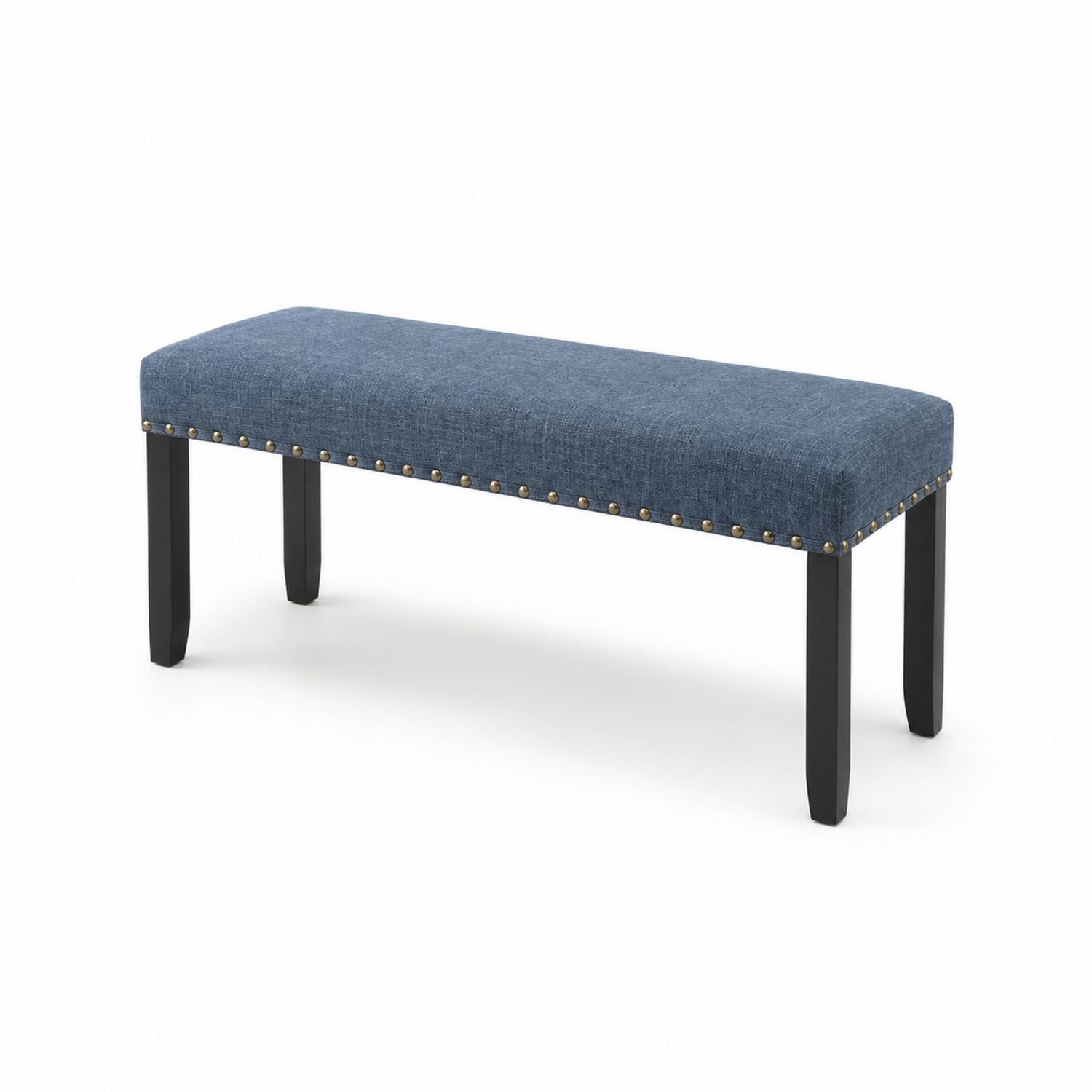 Panca in Legno con Rivestimento in Tessuto Blu