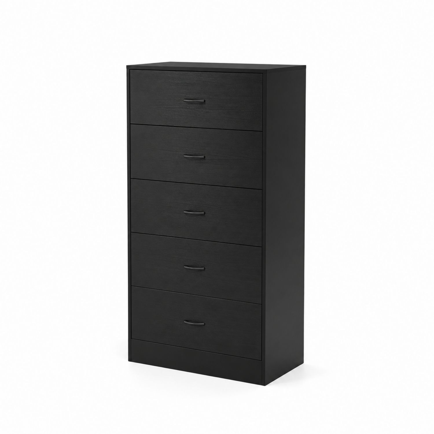 Cassettiera alta in legno nero con 5 cassetti
