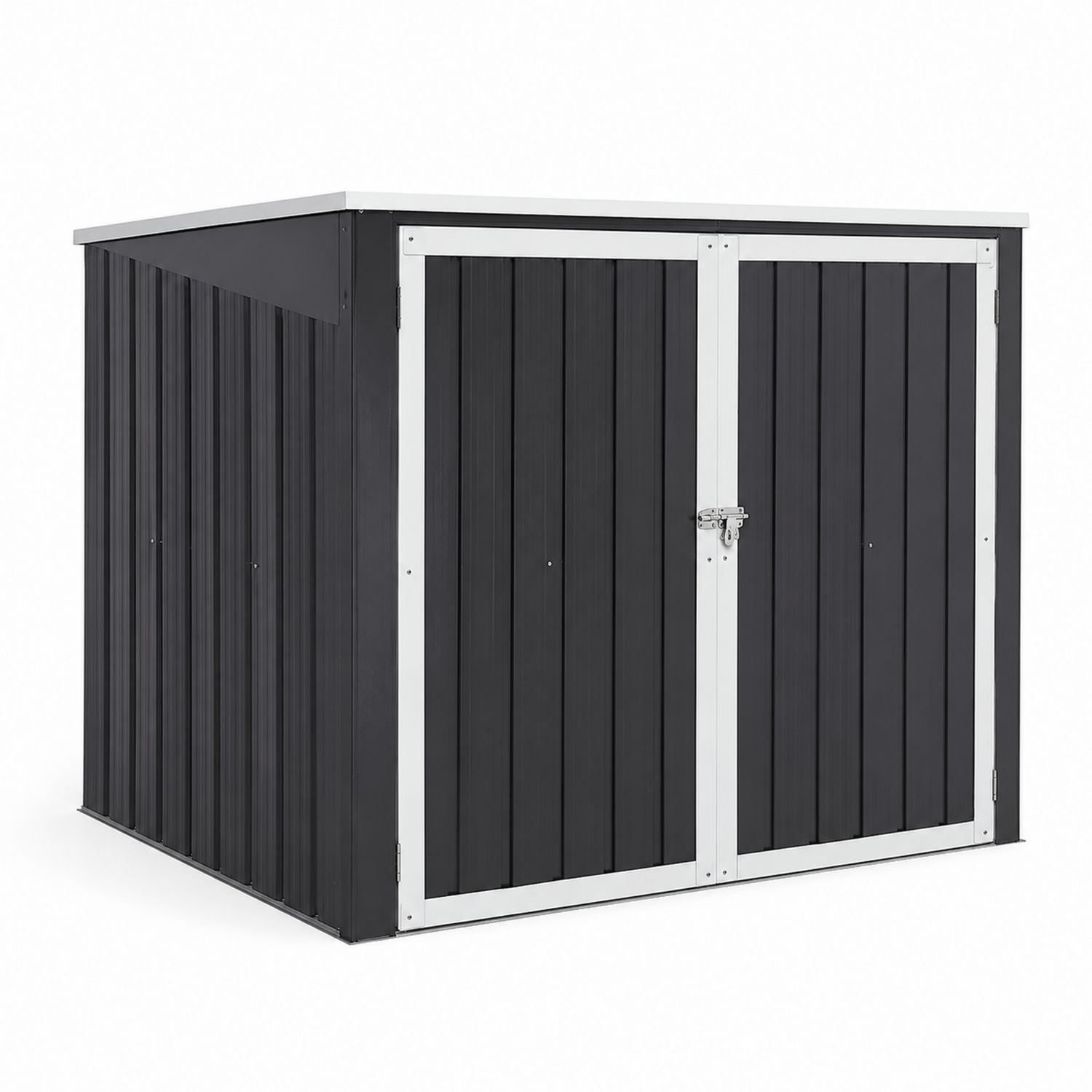 Capanno da giardino in acciaio zincato nero con doppia porta 213x130x173 cm
