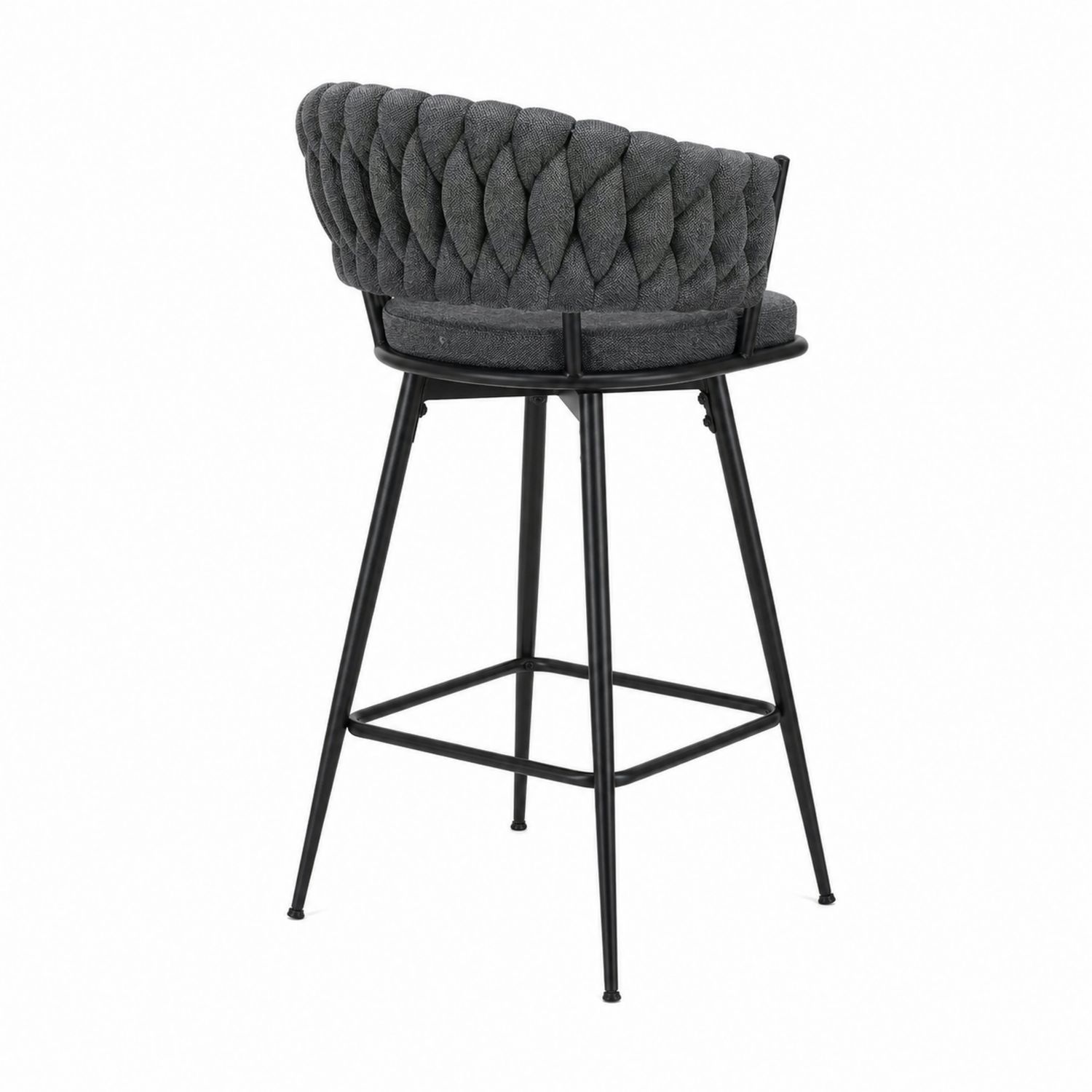 Sgabello da bar in tessuto con struttura in metallo nero