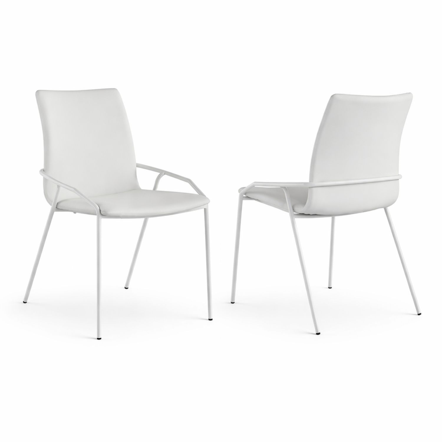 Set di 2 Sedie in Pelle Sintetica Bianca con Struttura in Metallo