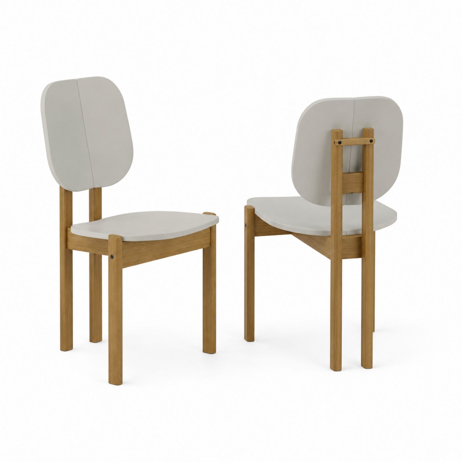 Set di 2 Sedie in Legno e Ecopelle Grigio