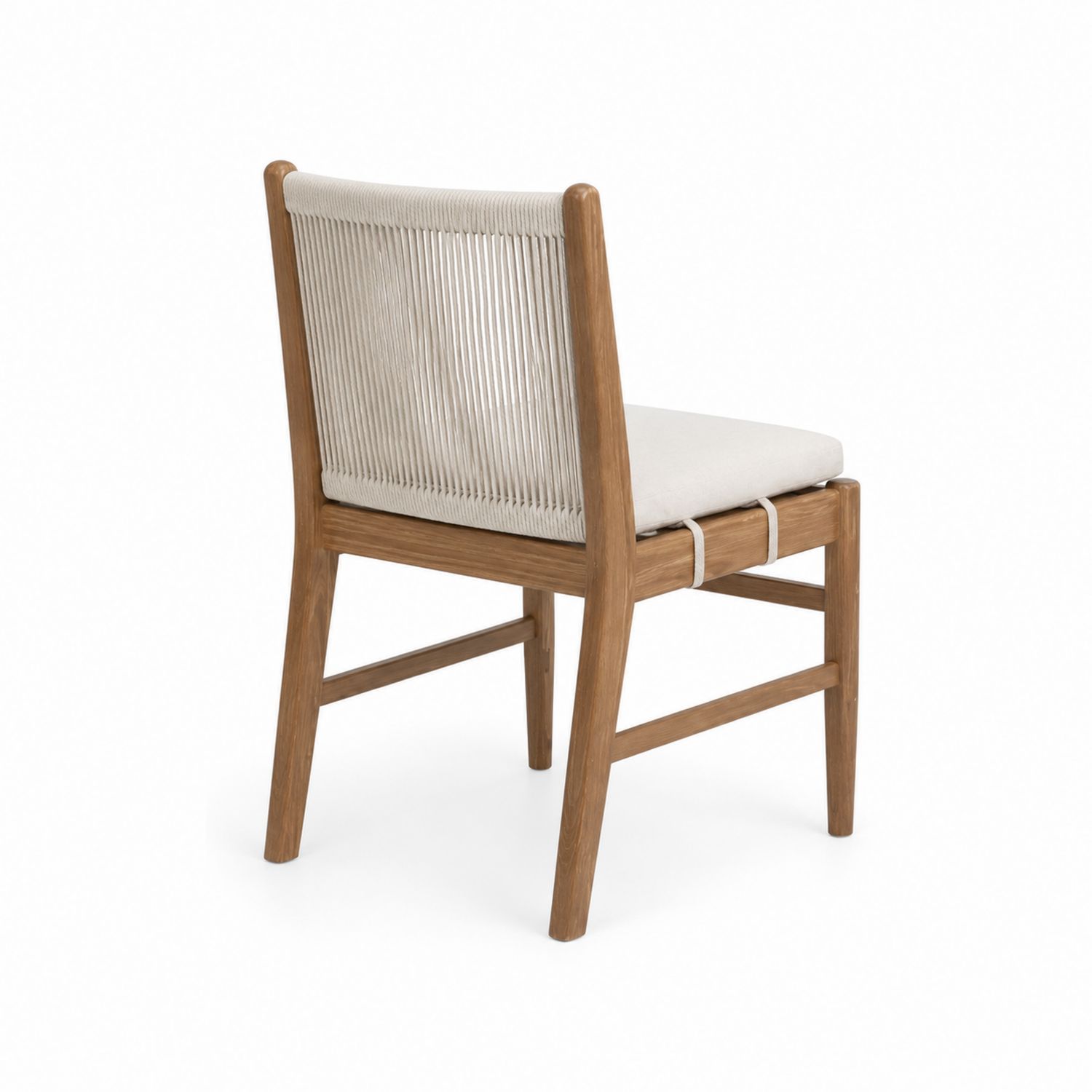 Sedia in Legno con Corda e Seduta Sintetica Beige