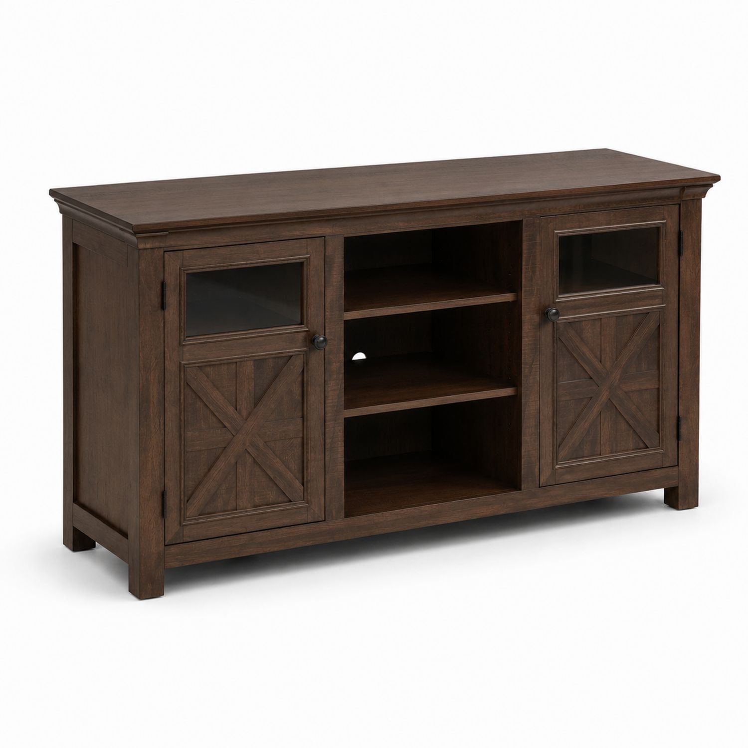 Mobile TV in Legno con Ante in Vetro Marrone 120x40x85 cm