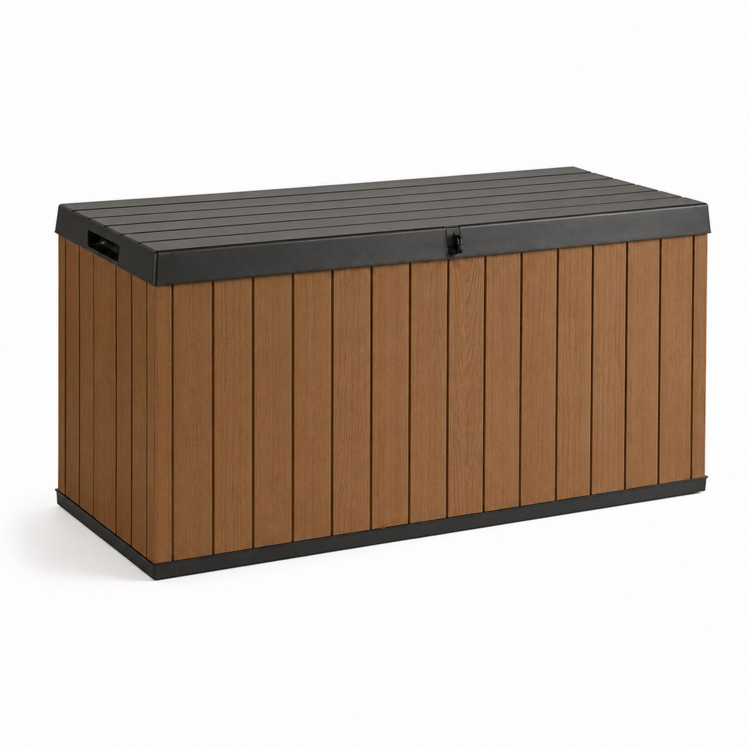 Cassa Contenitore da Esterno in Legno e Plastica Marrone/Nero