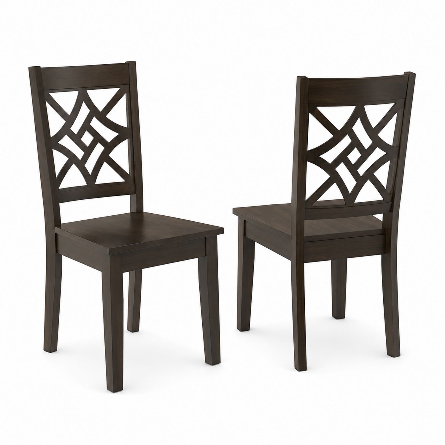 Set di 2 sedie in legno massello marrone scuro