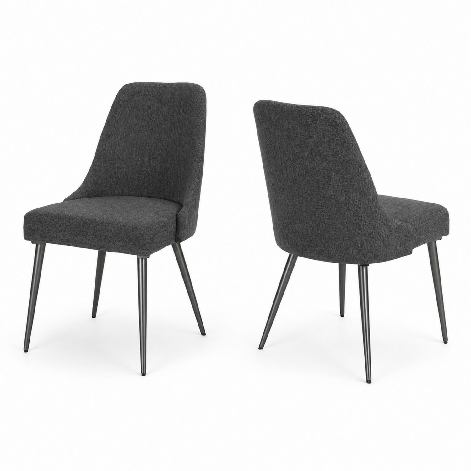 Set di 2 sedie in tessuto con gambe in metallo, Altezza 85 cm