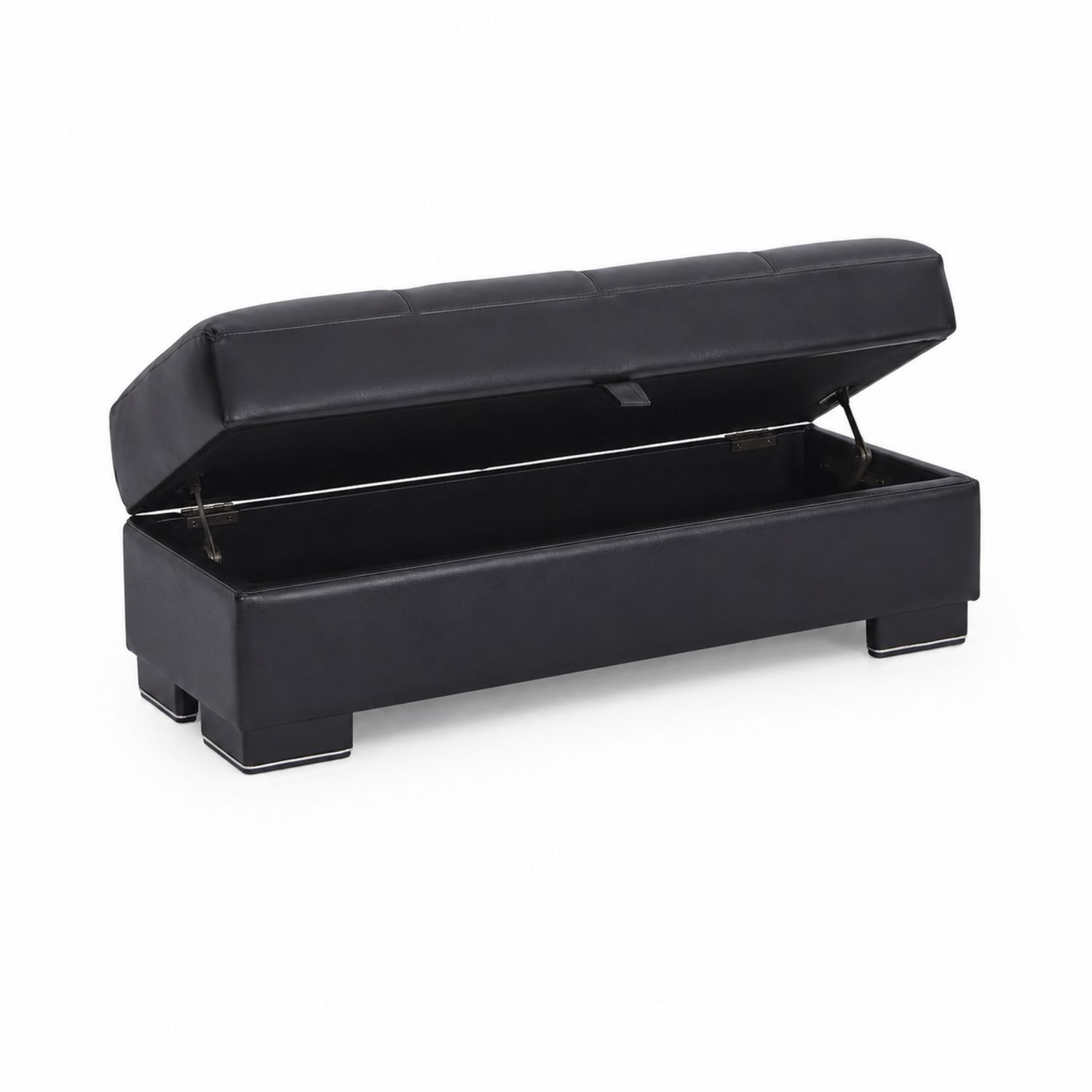 Panca contenitore in similpelle nera 120x40x45 cm