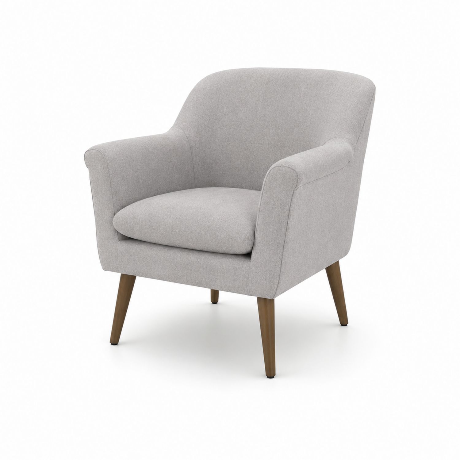 Poltrona in Tessuto Grigio con Gambe in Legno