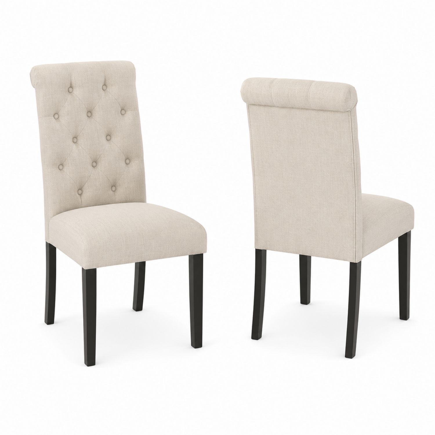 Set di 2 sedie da pranzo in tessuto con gambe in legno