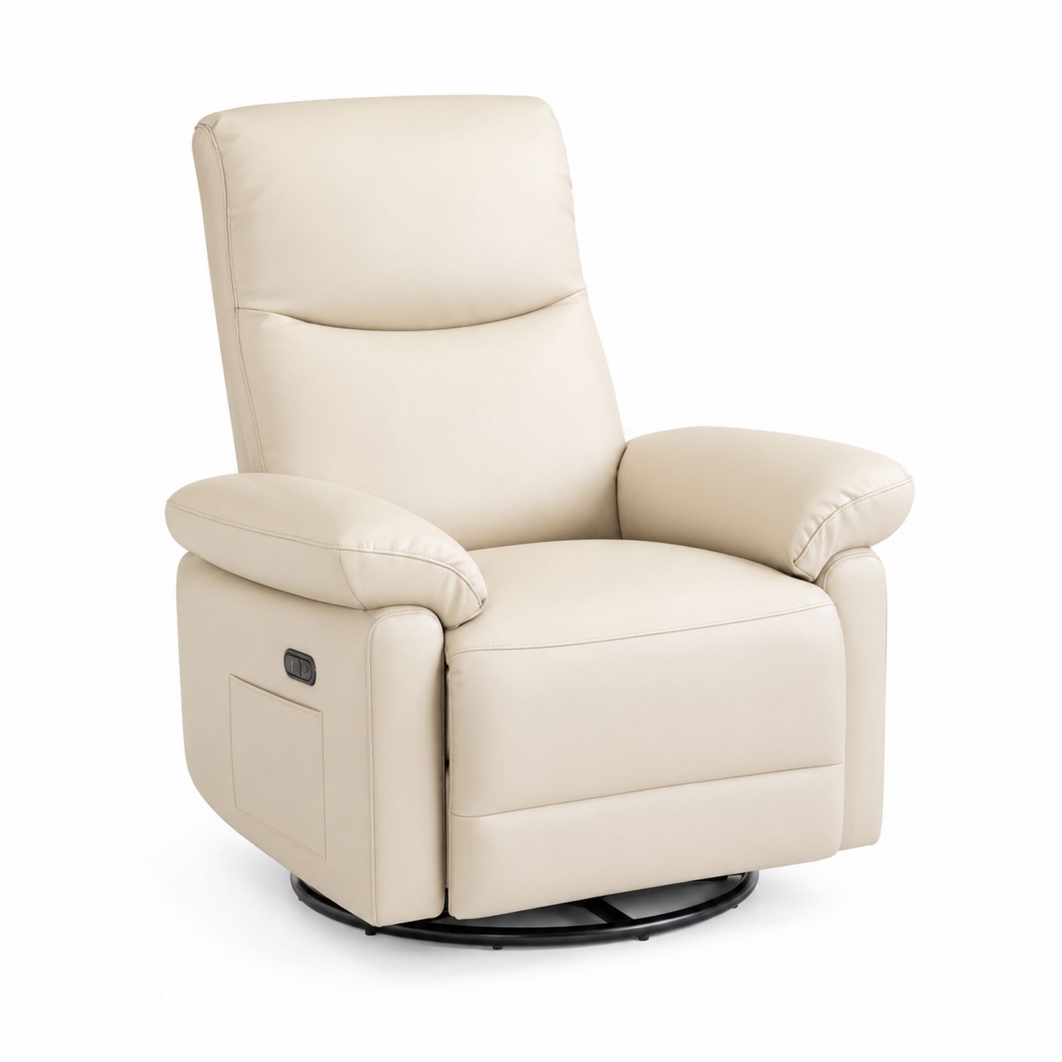 Poltrona reclinabile in pelle sintetica beige con funzione girevole