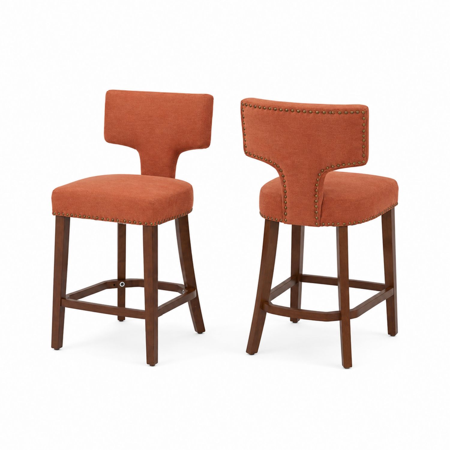 Set di 2 sgabelli da bar in tessuto con struttura in legno