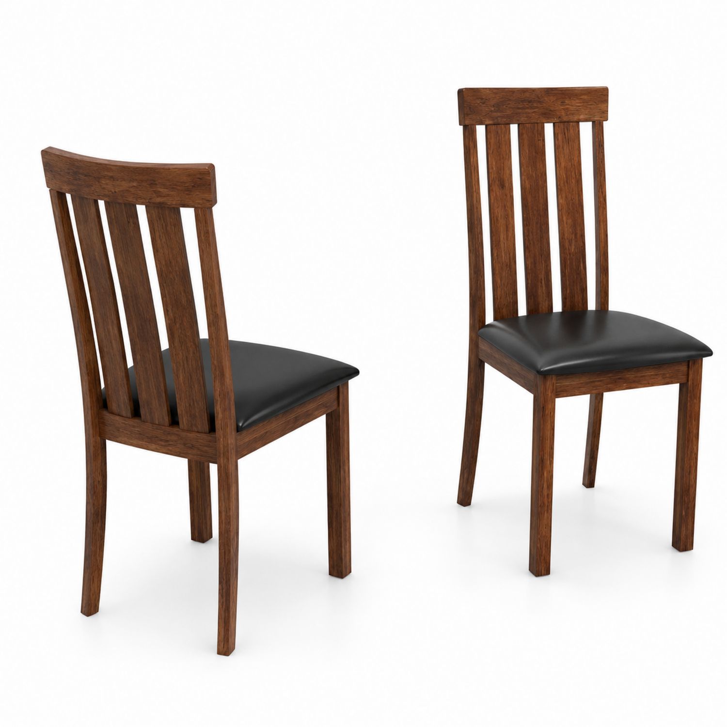 Set di 2 sedie da pranzo in legno con seduta in pelle sintetica nera