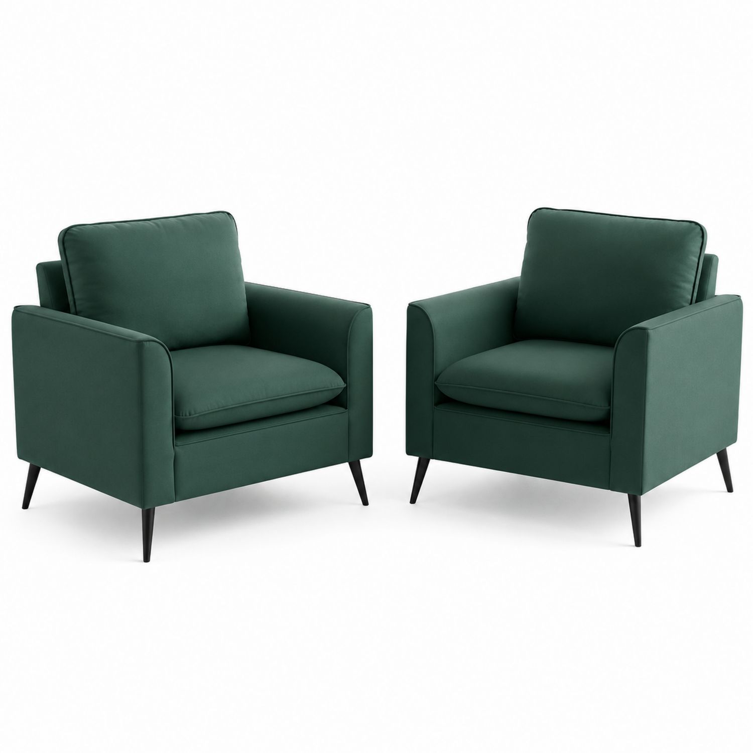 Set di 2 Poltrone in Tessuto Verde con Gambe in Metallo