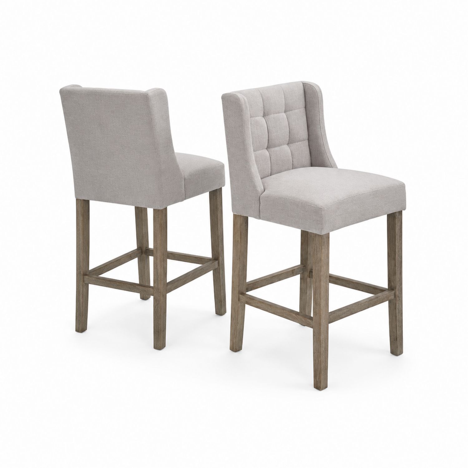 Set di Sgabelli da Bar in Tessuto con Gambe in Legno
