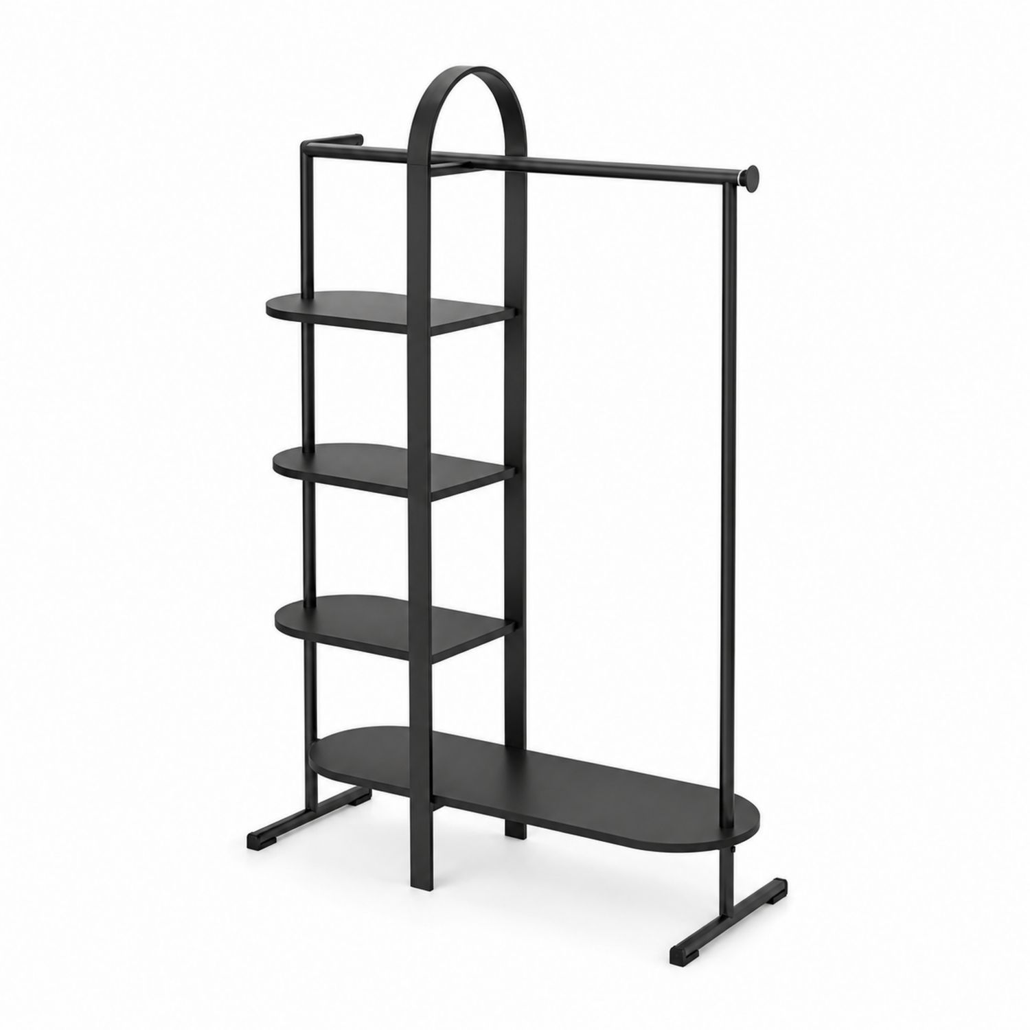 Appendiabiti con Scaffale in Acciaio Verniciato Nero