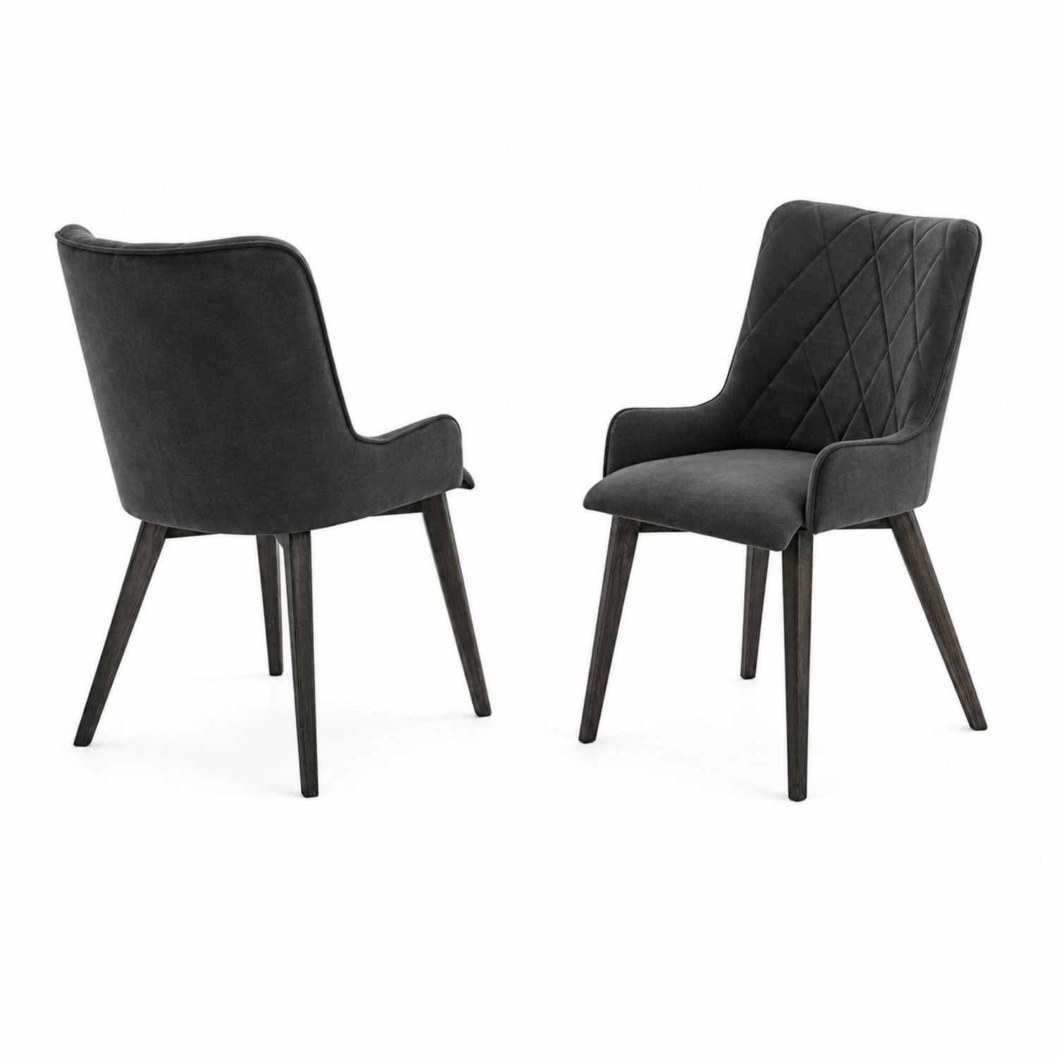 Set di 2 Sedie da Pranzo in Velluto con Gambe in Legno