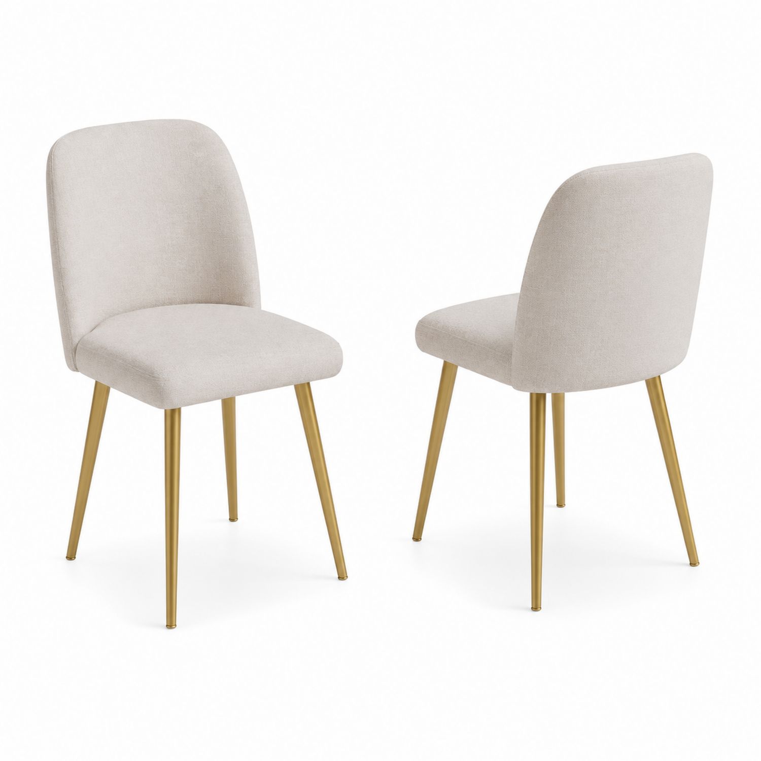 Set di 2 sedie in tessuto beige con gambe in metallo