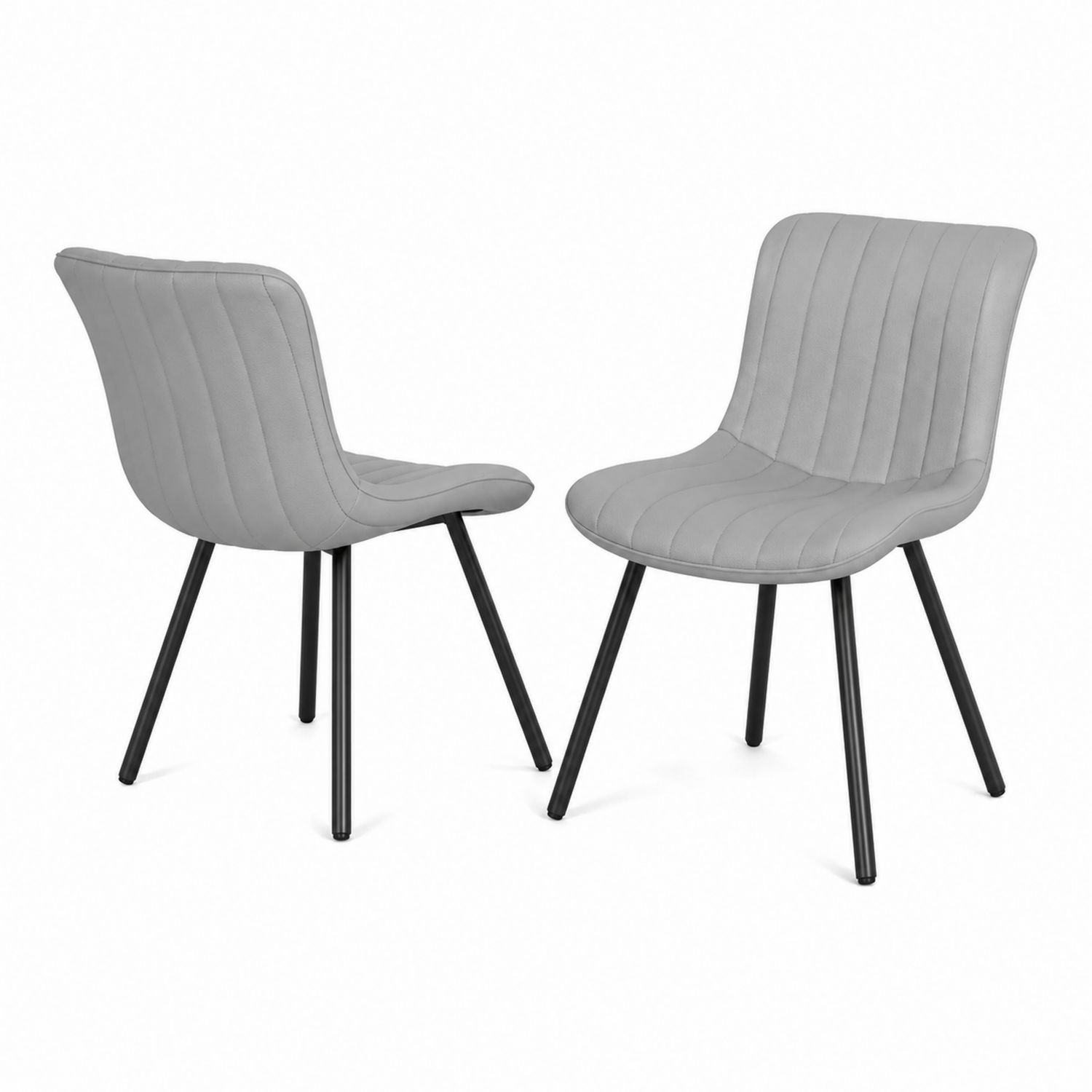 Set di 2 sedie in tessuto grigio con gambe in metallo
