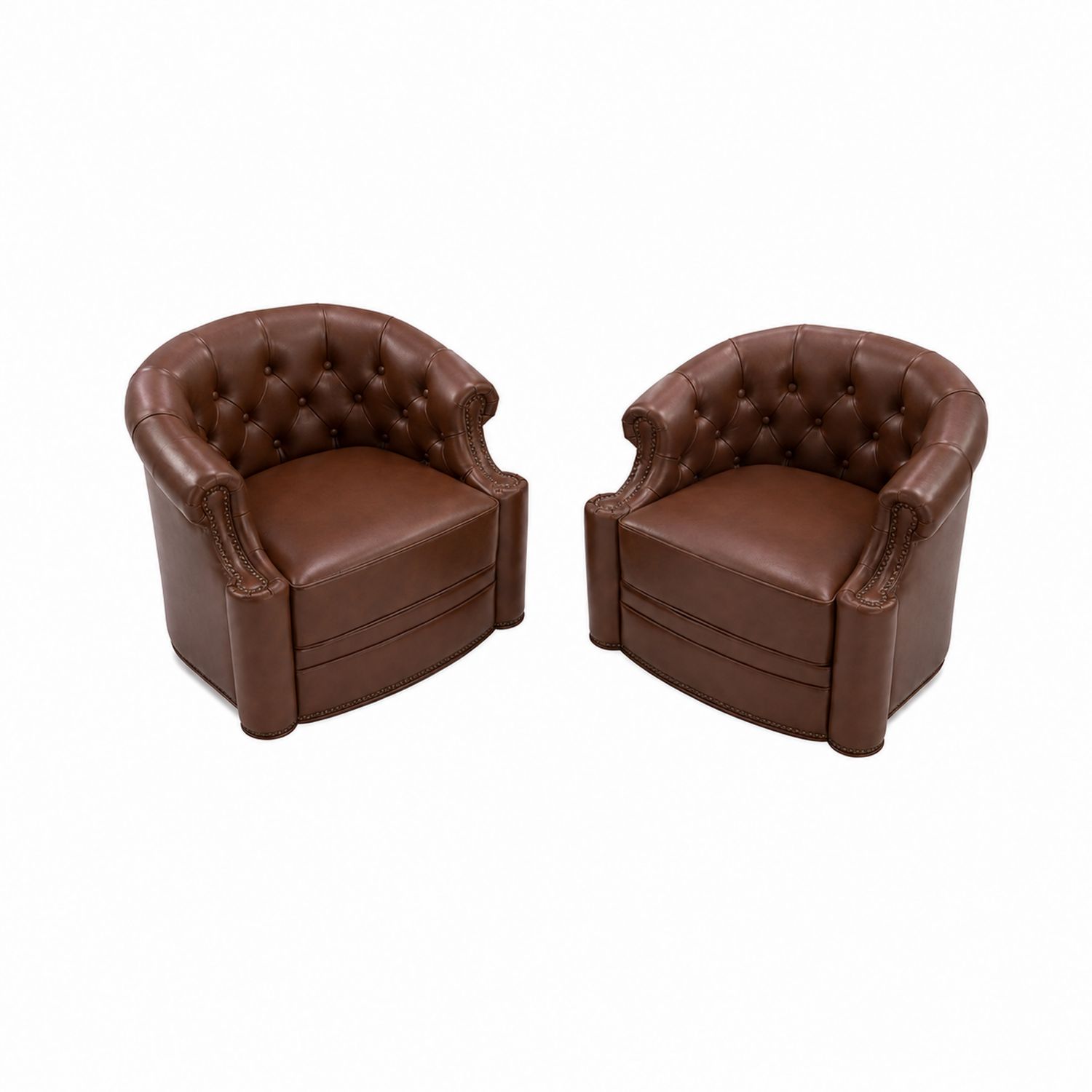 Set di 2 Poltrone Chesterfield in Pelle Sintetica Marrone