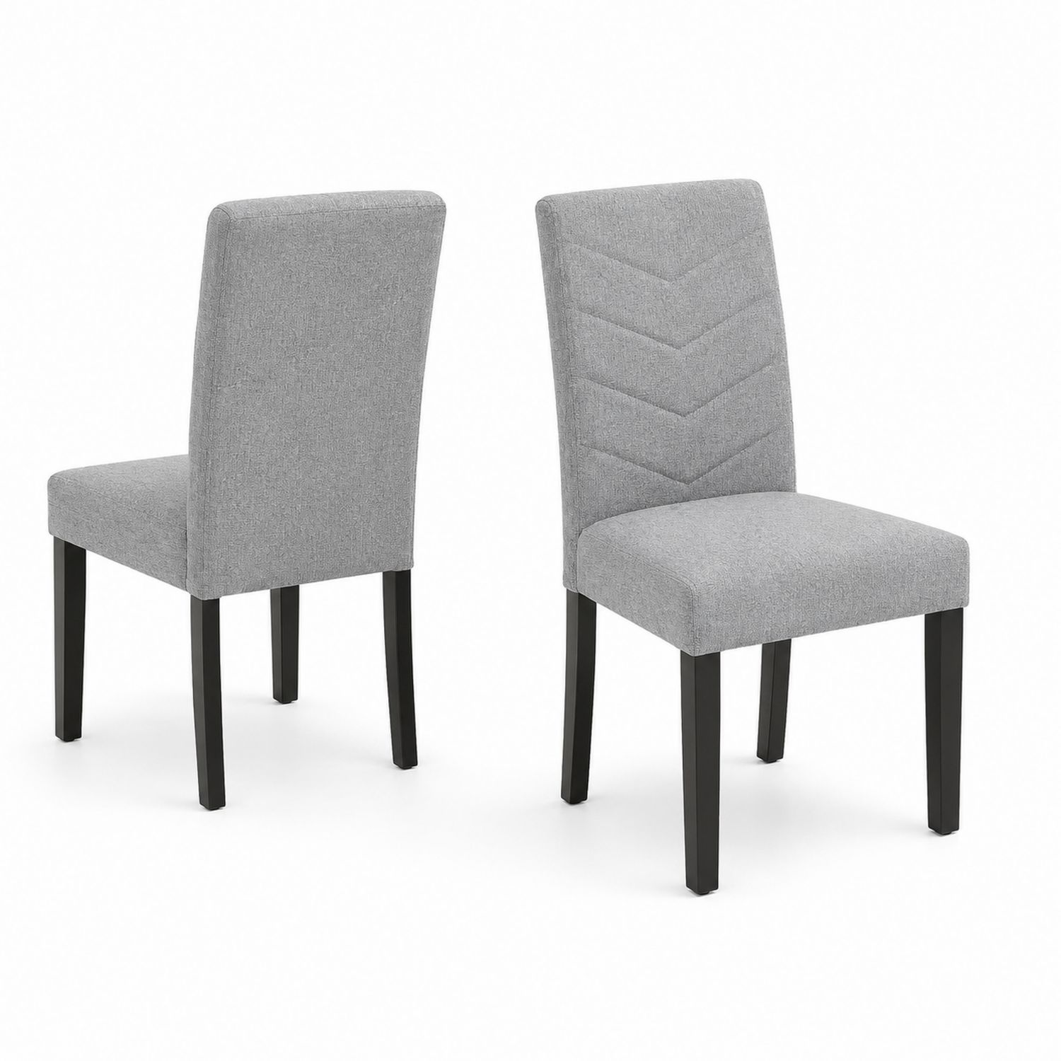 Set di 2 Sedie da Pranzo in Tessuto Grigio con Gambe in Legno