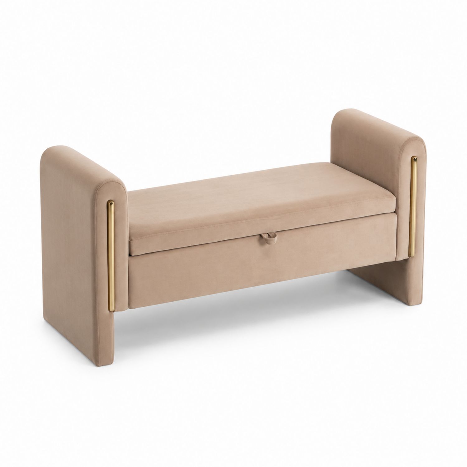 Banc en Velours Beige avec Rangement 140cm