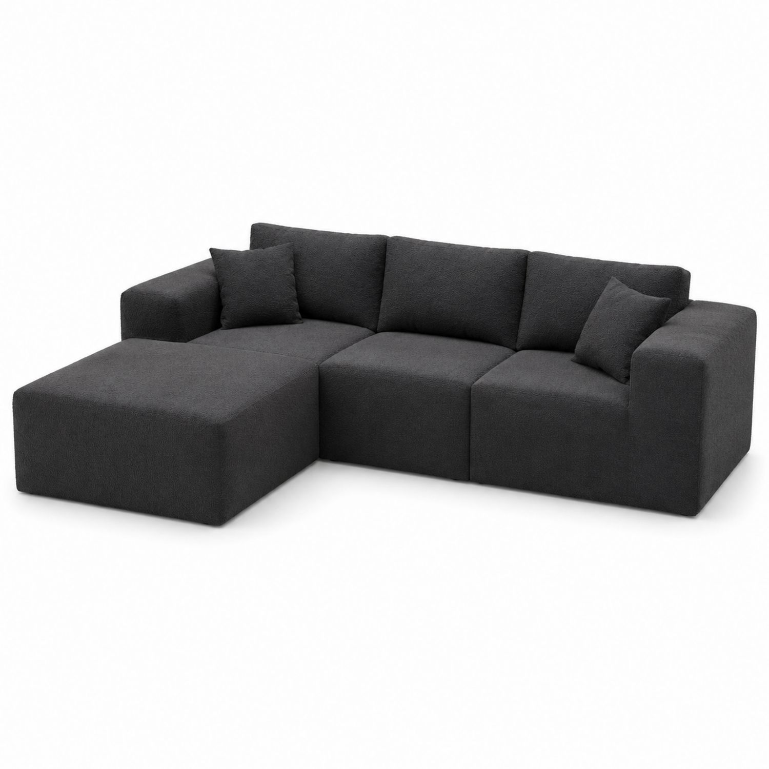 Canapé d'angle en tissu Gris Foncé 300x220 cm