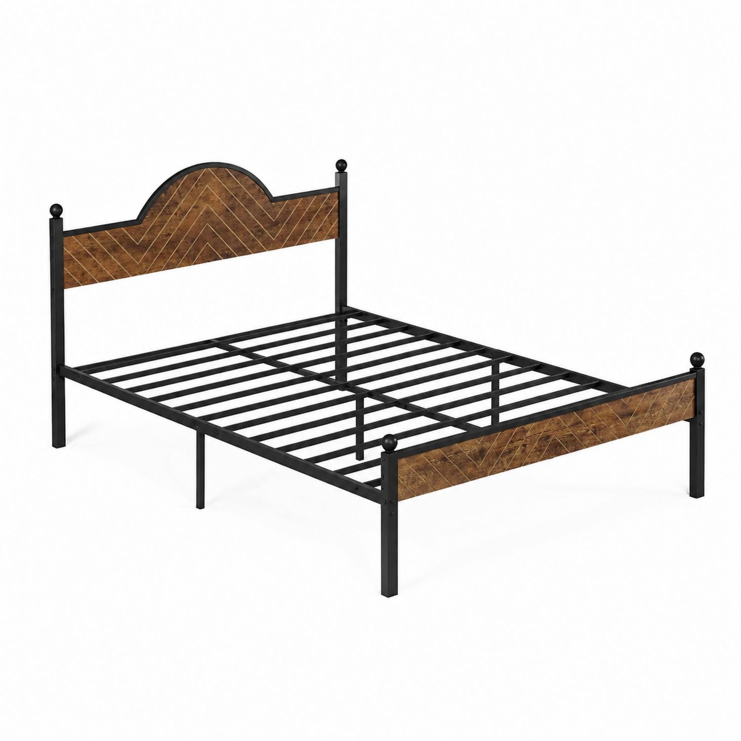 Lit double en métal et bois 200x140 cm