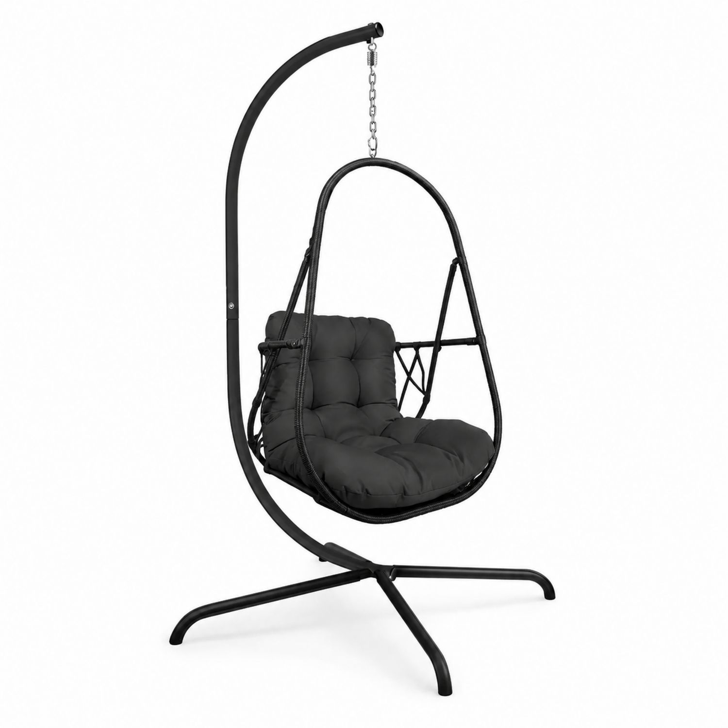 Chaise suspendue en métal et rotin synthétique Noir