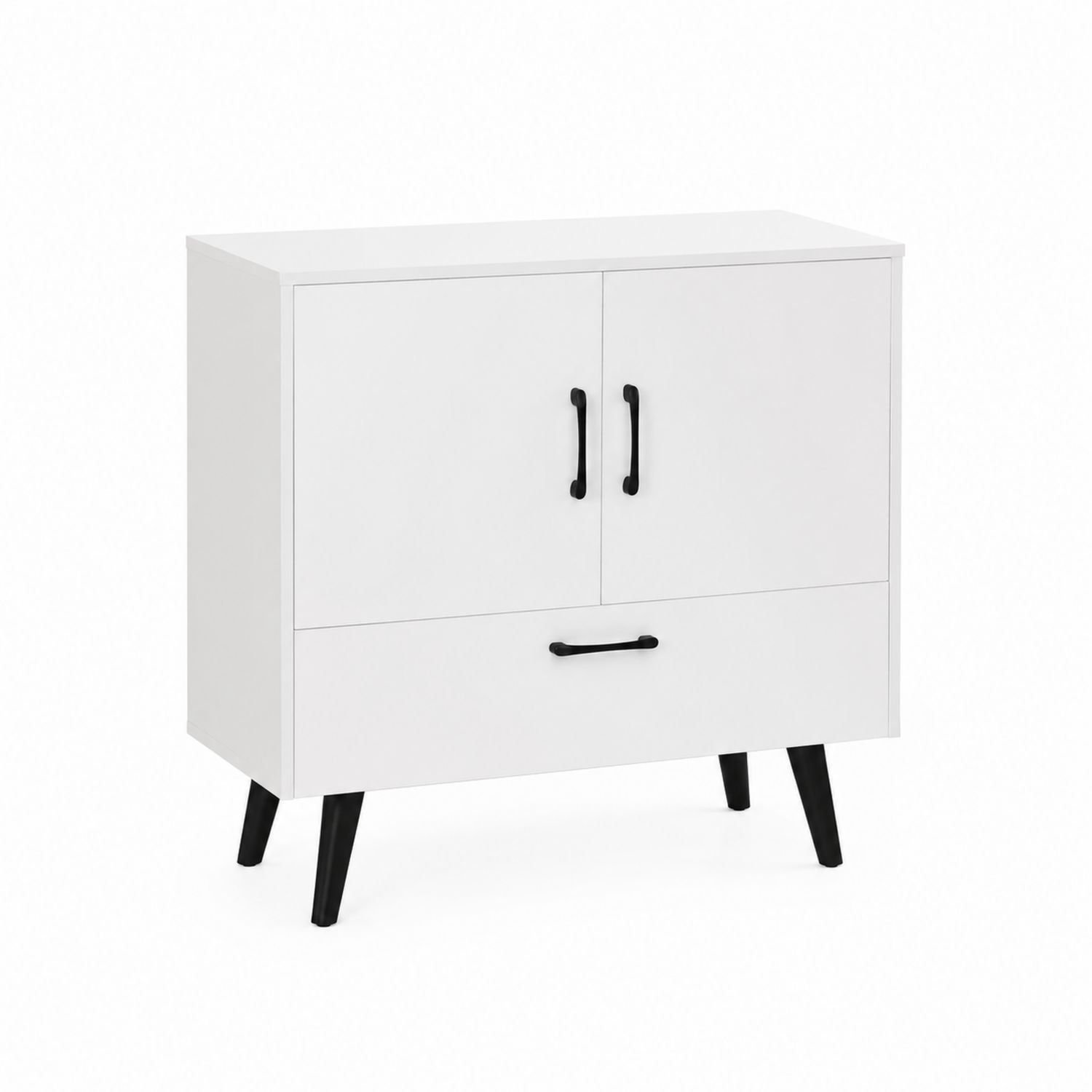 Buffet blanc en bois avec portes et tiroir 80x40x90cm
