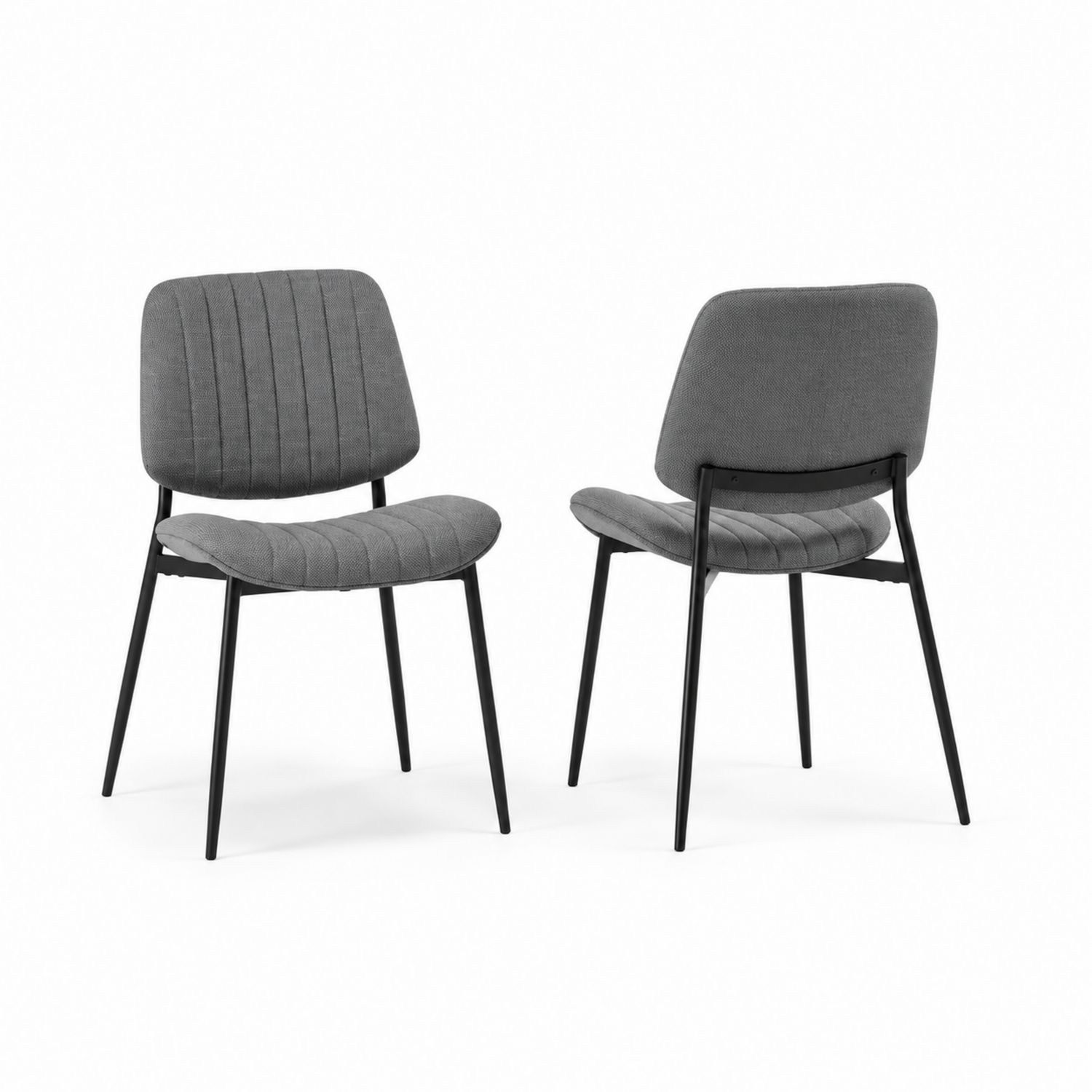 Ensemble de 2 chaises en métal et tissu polyester gris