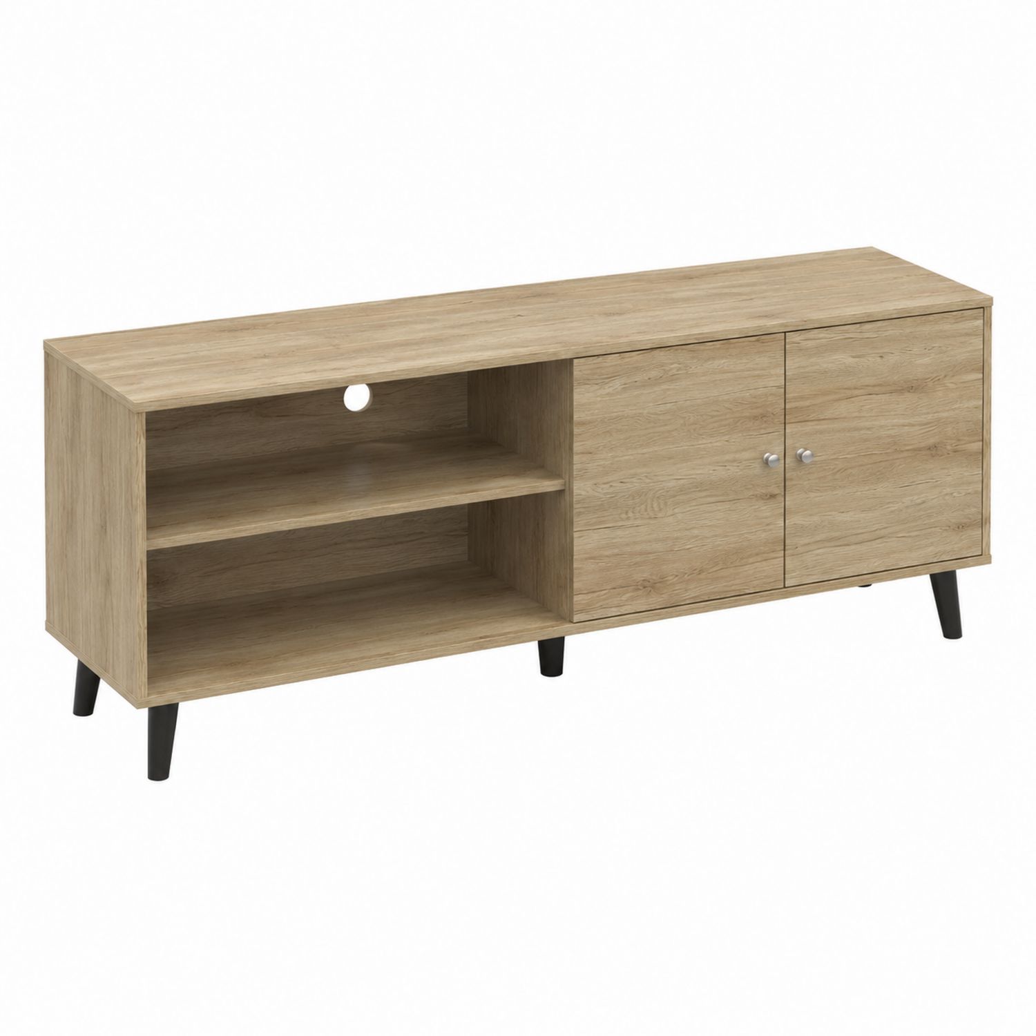 Meuble TV en bois avec pieds en plastique chêne clair 120x40x50 cm