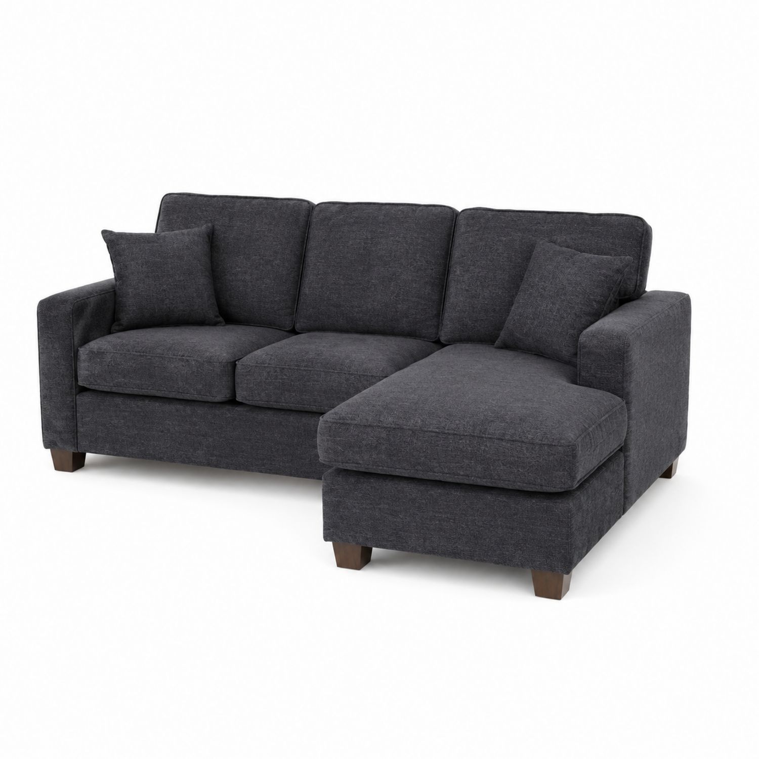 Canapé d'angle en bois et tissu Gris foncé 250x150x90 cm
