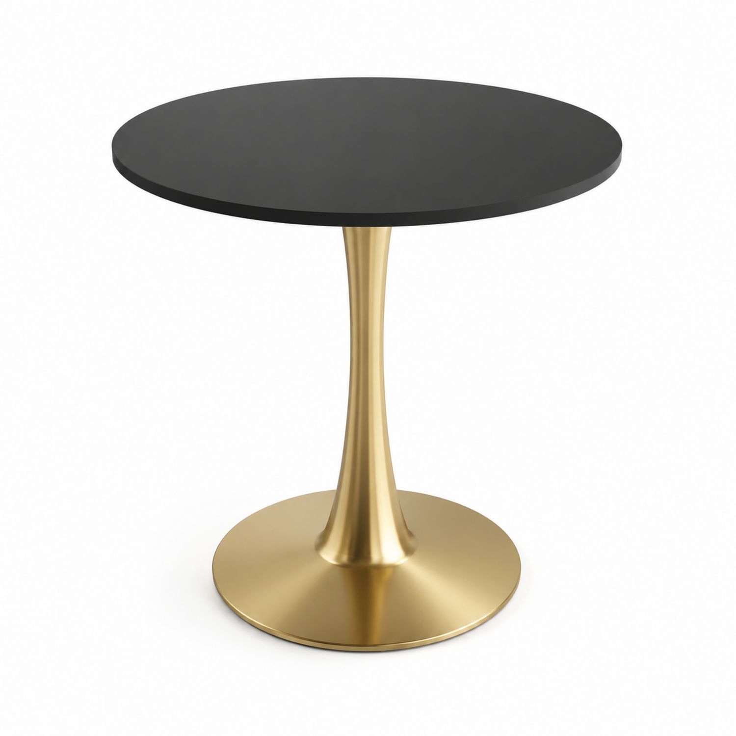 Table ronde en métal et bois Noir/Doré 90cm