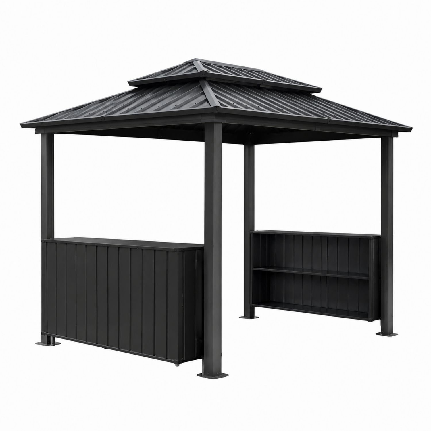 Pavillon de jardin en aluminium et toit en polycarbonate noir 300x400 cm