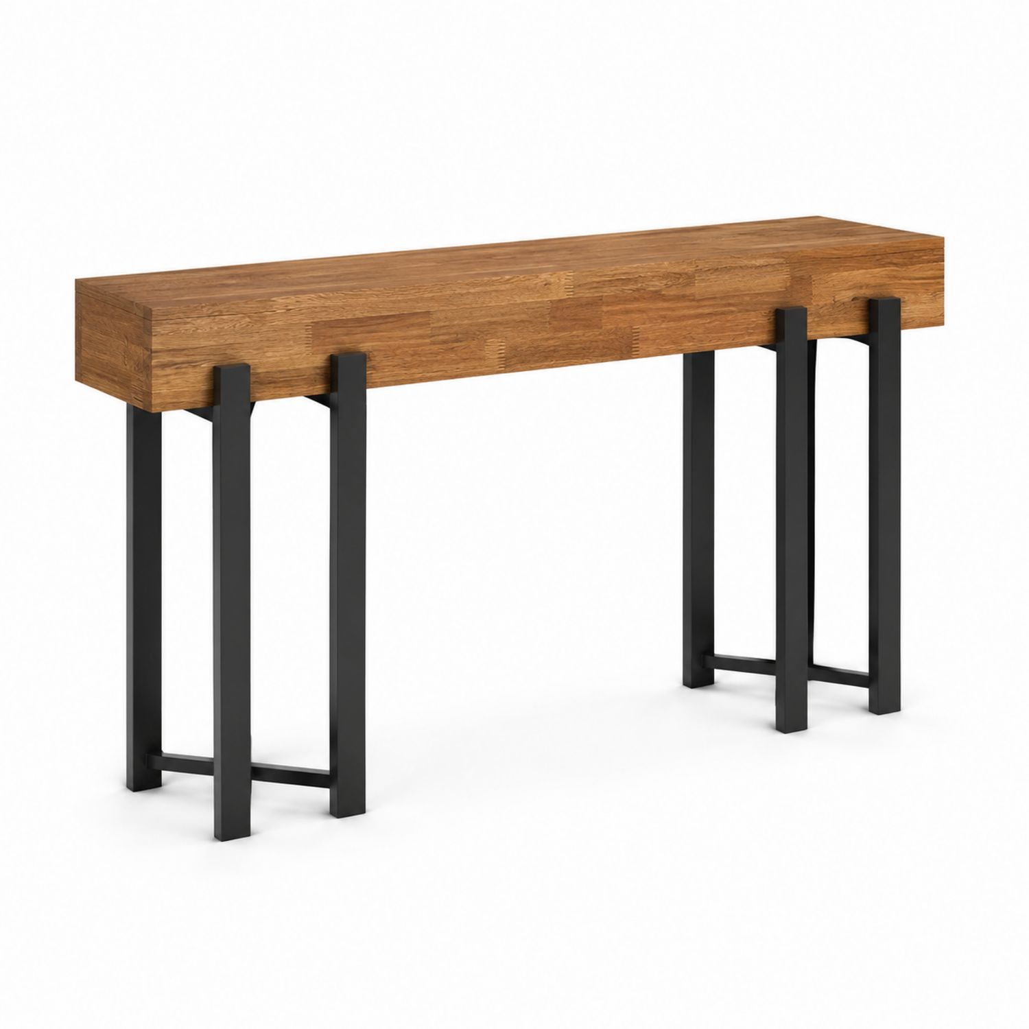 Console en bois avec pieds en métal noir 120x30x75 cm