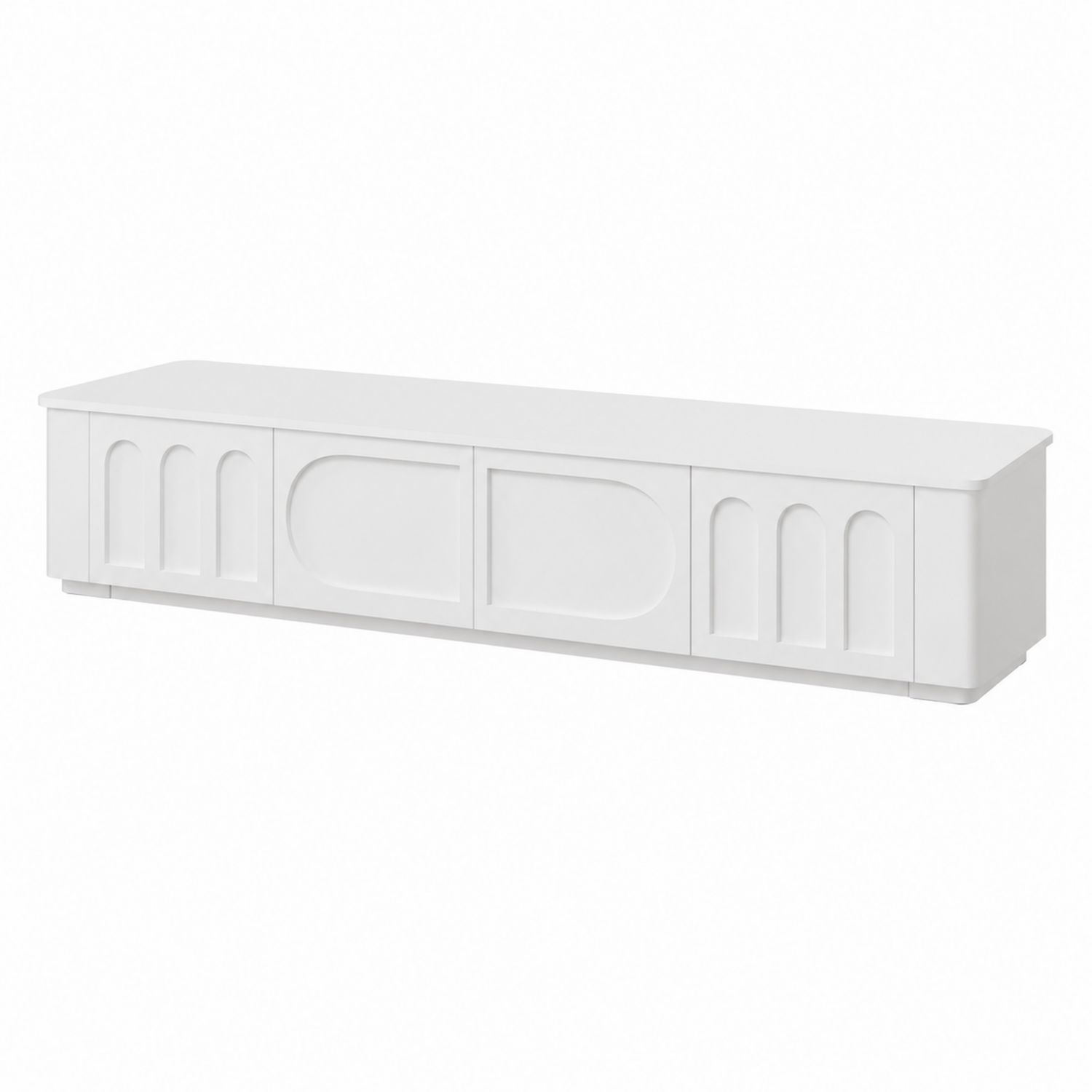 Meuble TV en bois laqué blanc 200 cm