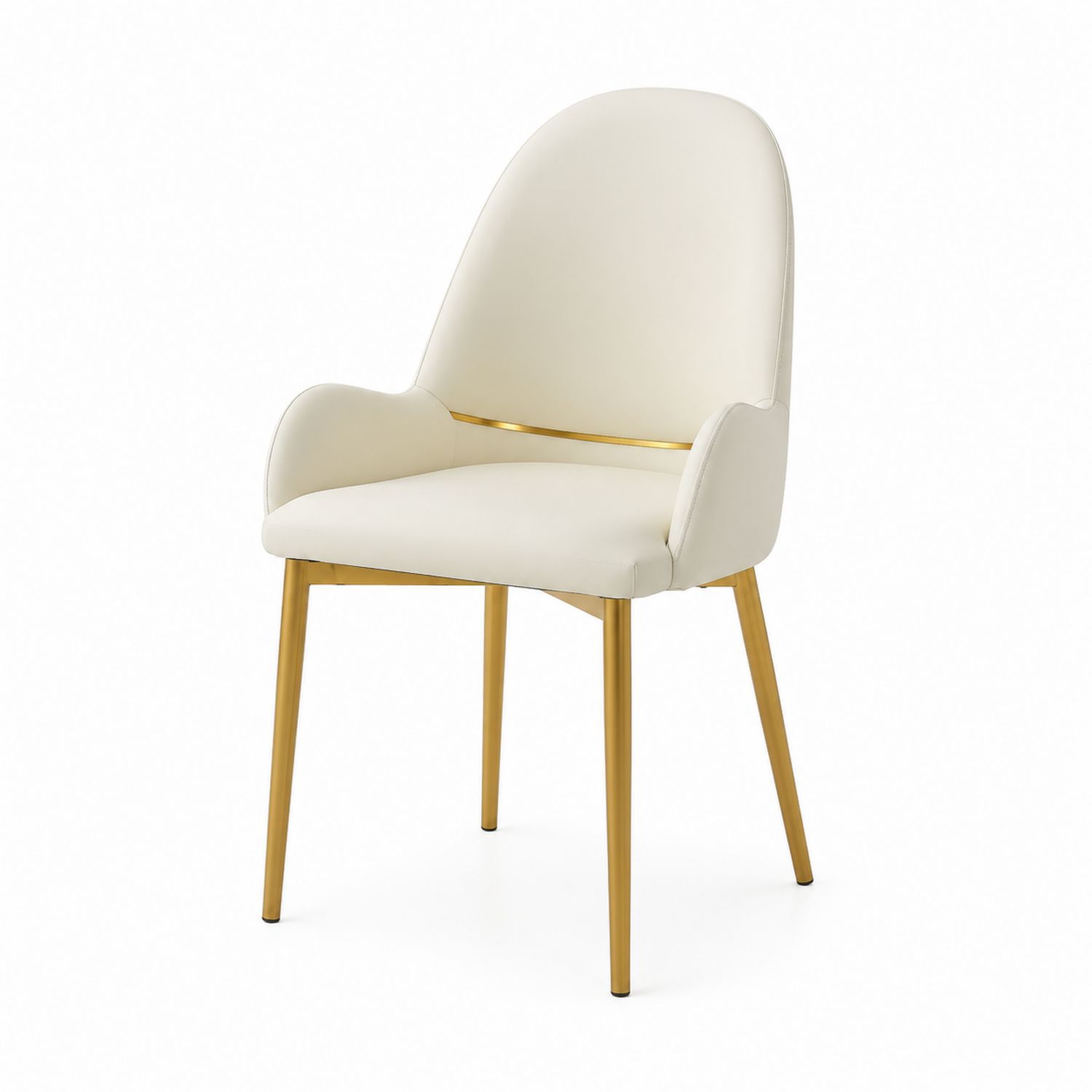 Chaise en cuir synthétique blanc avec pieds en métal doré