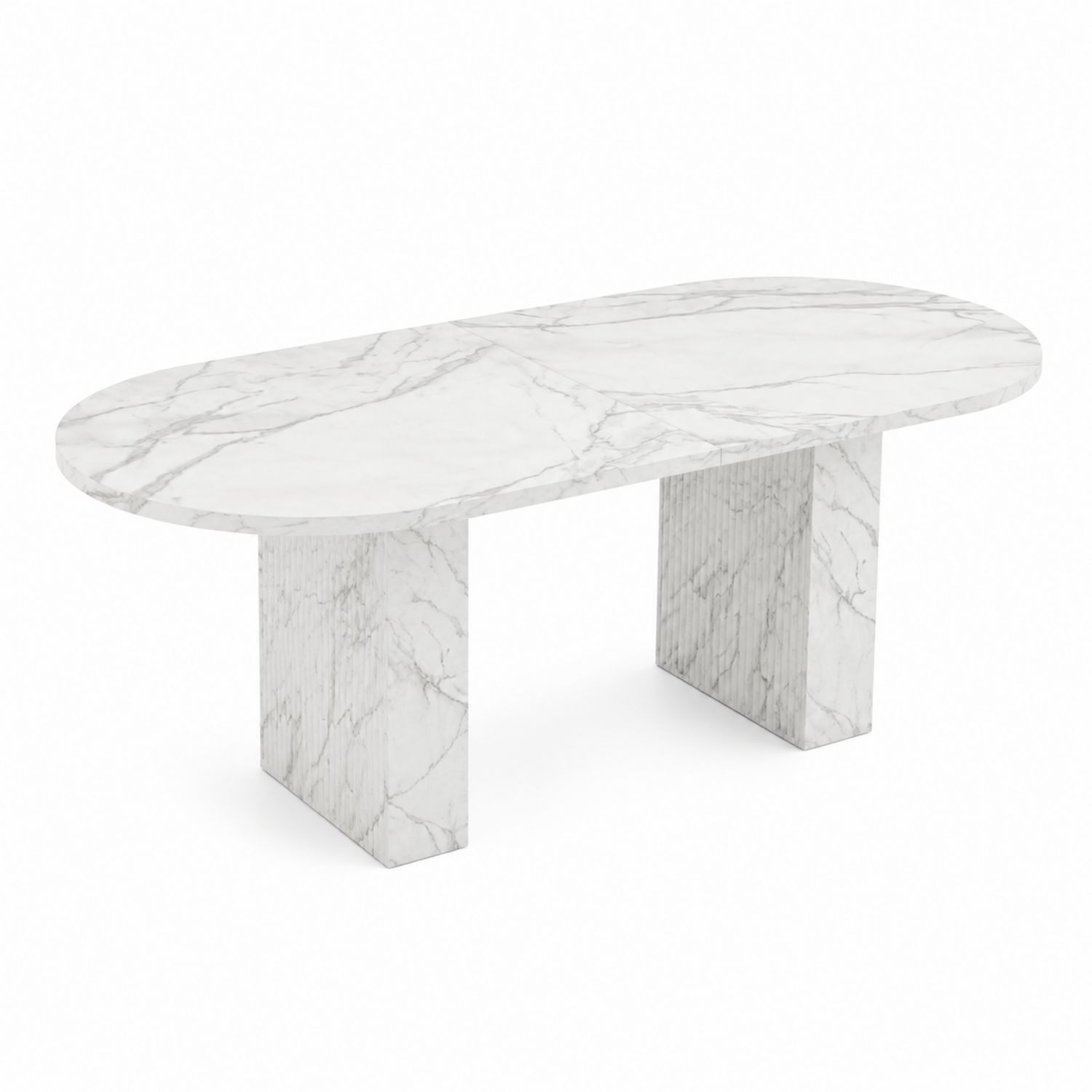 Table à manger ovale en marbre de Carrare blanc