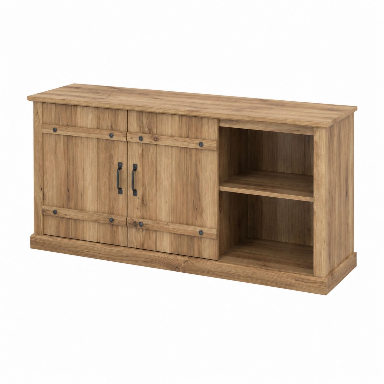 Meuble TV en bois avec portes et étagères Marron clair 120x40x60 cm