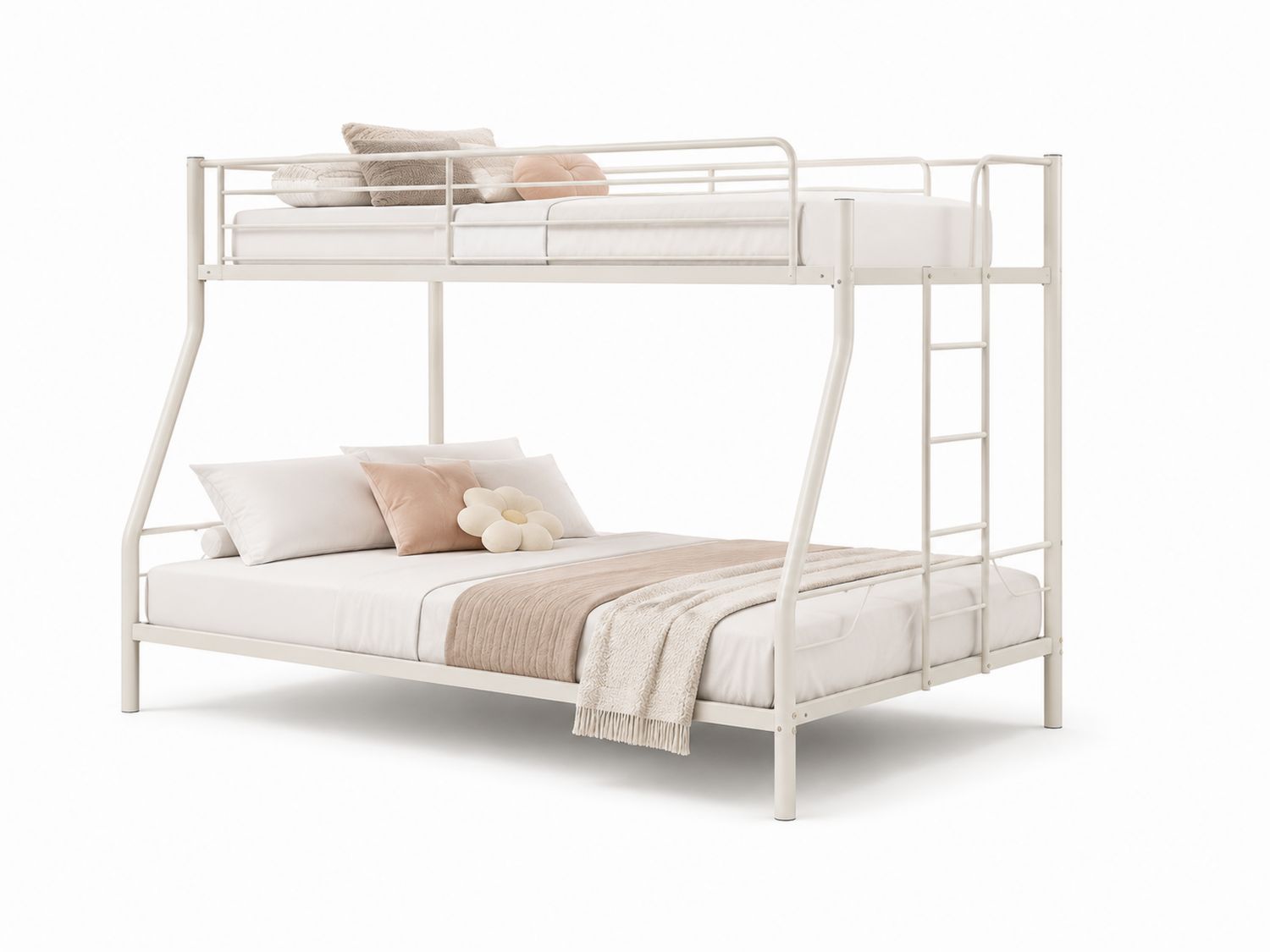 Letto a Castello in Metallo Bianco con Cuscini