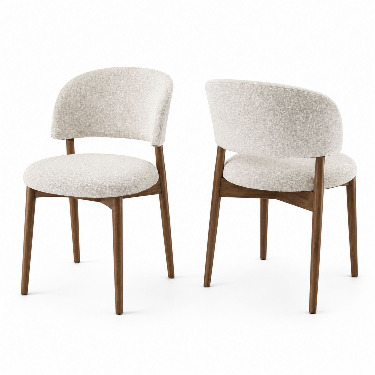 Set di 2 Sedie da Pranzo in Legno con Rivestimento in Poliestere Crema