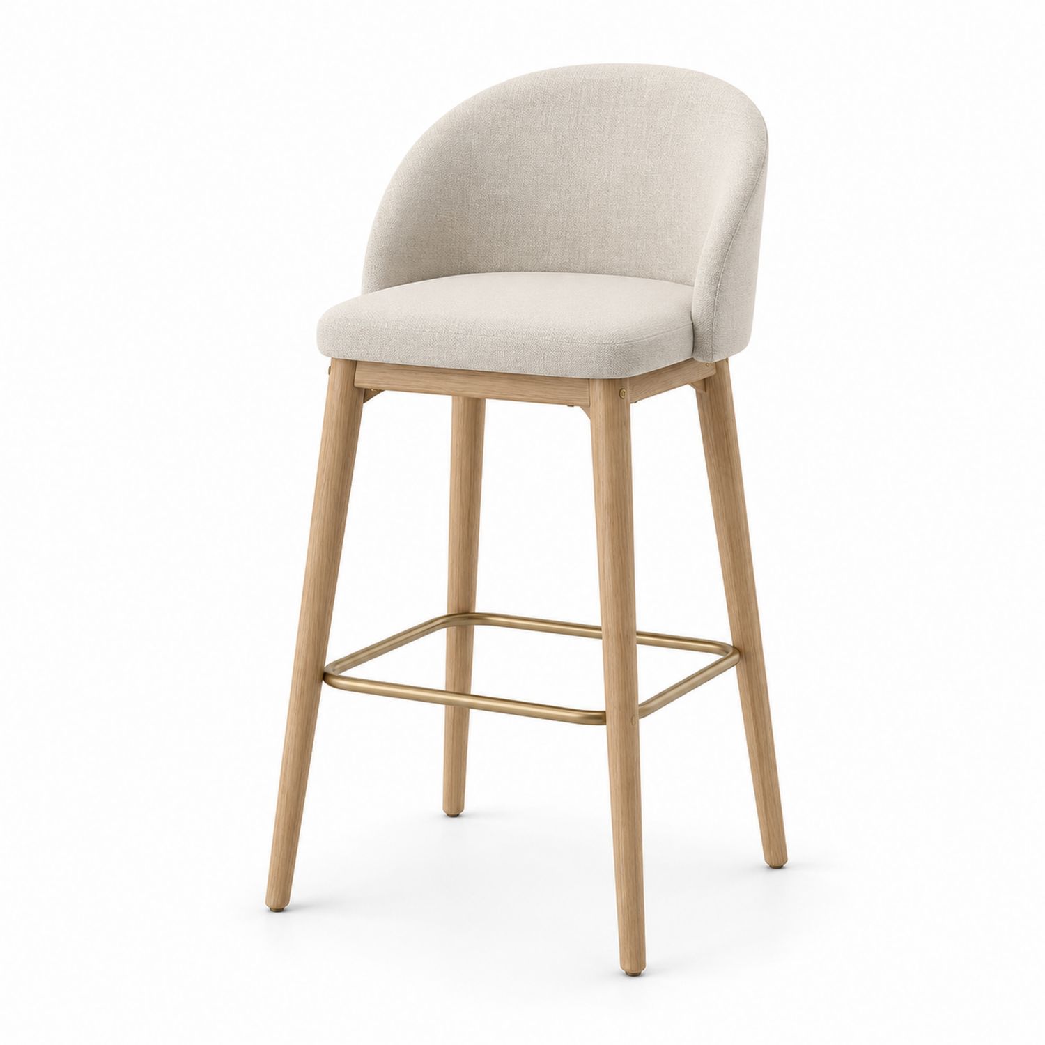 Sgabello da bar 75 cm in legno e tessuto di lino