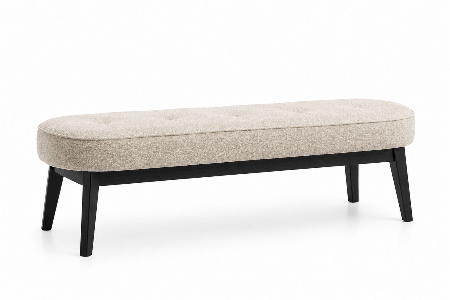 Panca rettangolare in legno e tessuto beige 120x40x45 cm