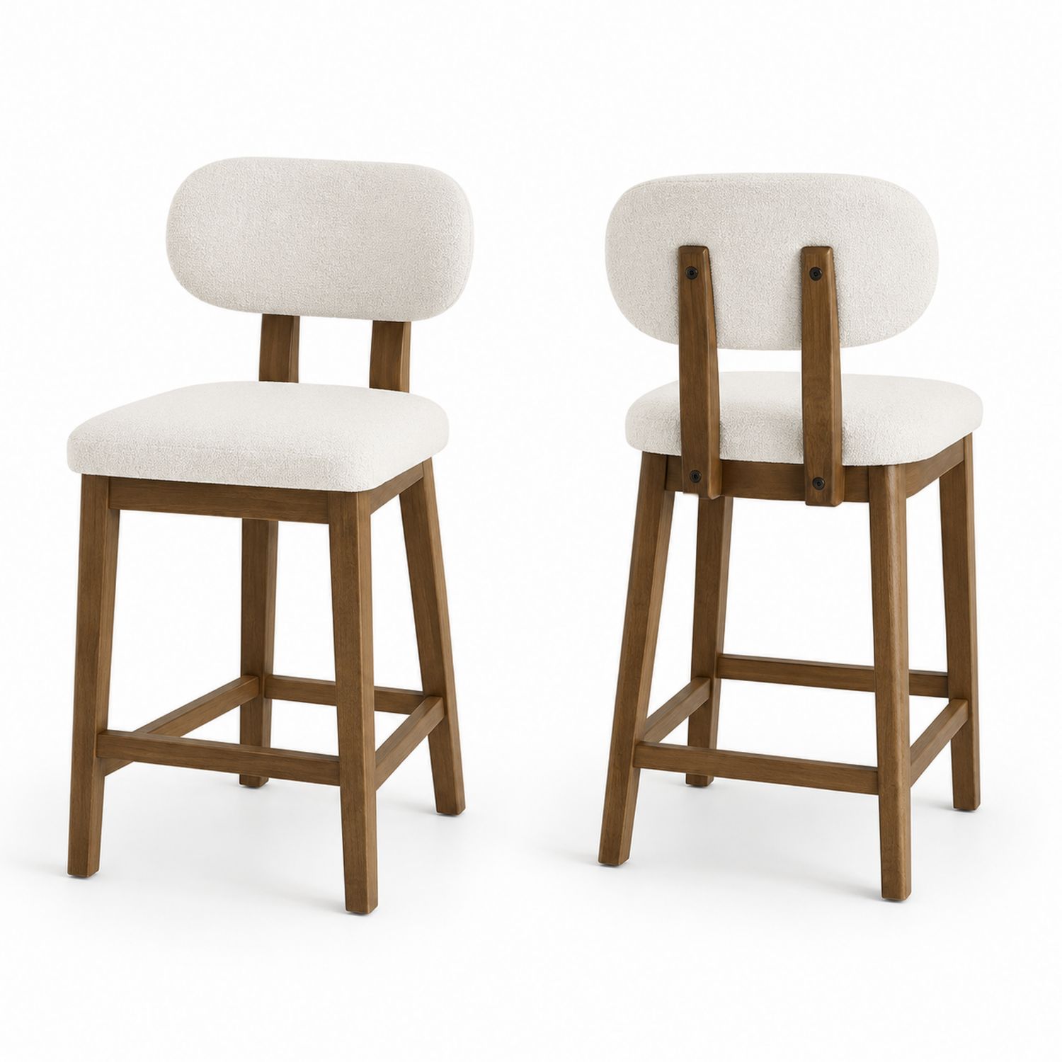 Set di 2 Sedie in Tessuto con Struttura in Legno